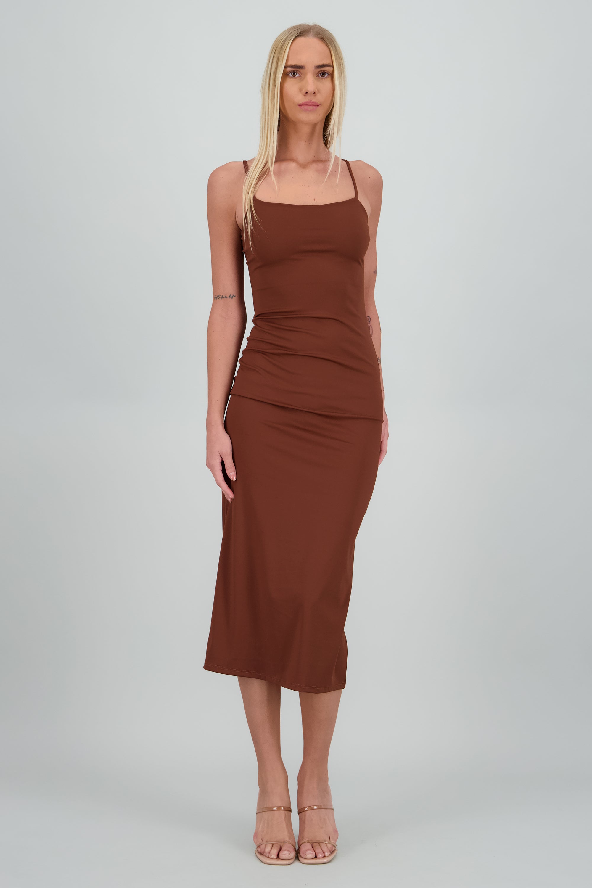 Vestido maxi tirantes CHOCOLATE