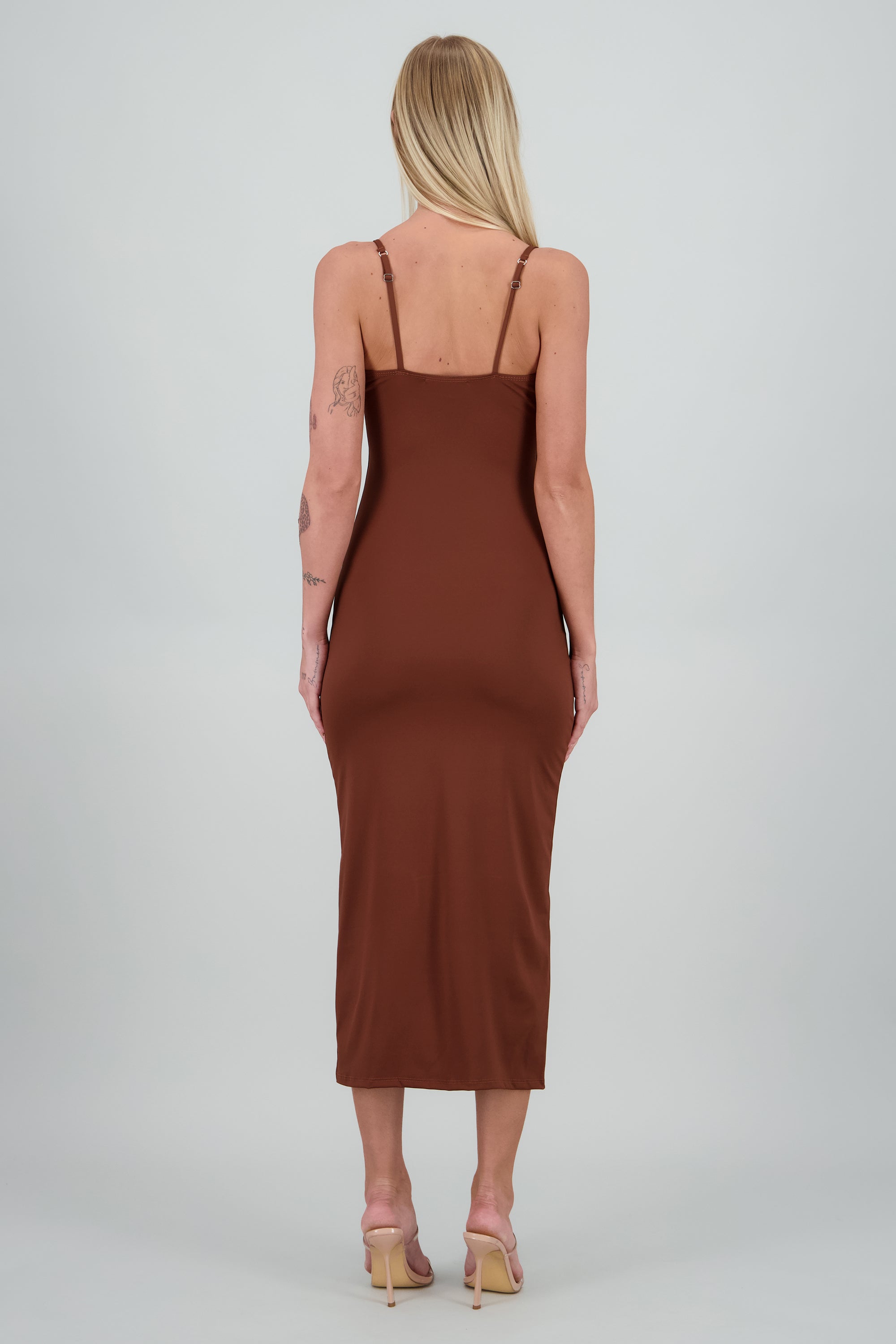 Vestido maxi tirantes CHOCOLATE