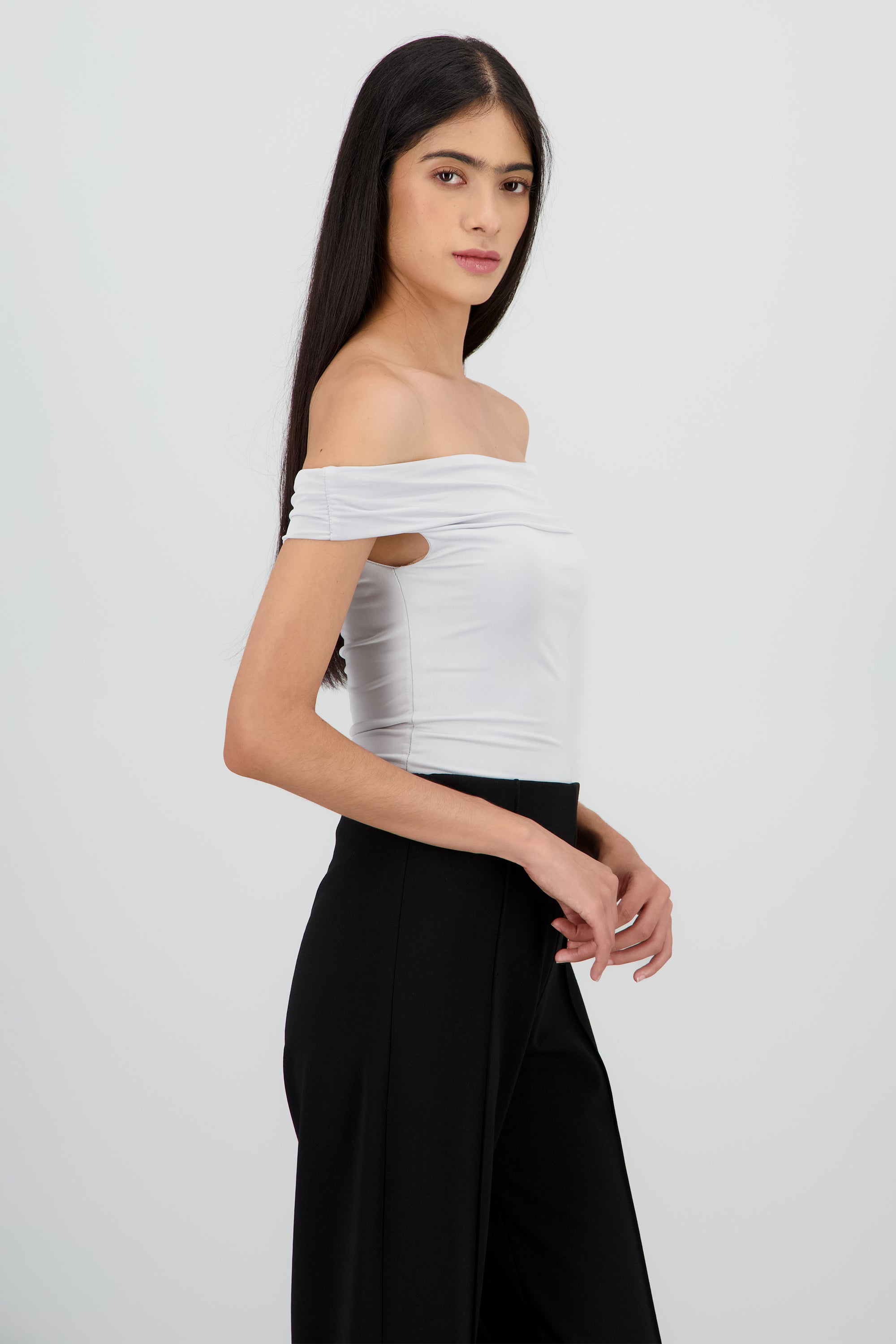 Bodysuit off shoulder GRIS CLARO