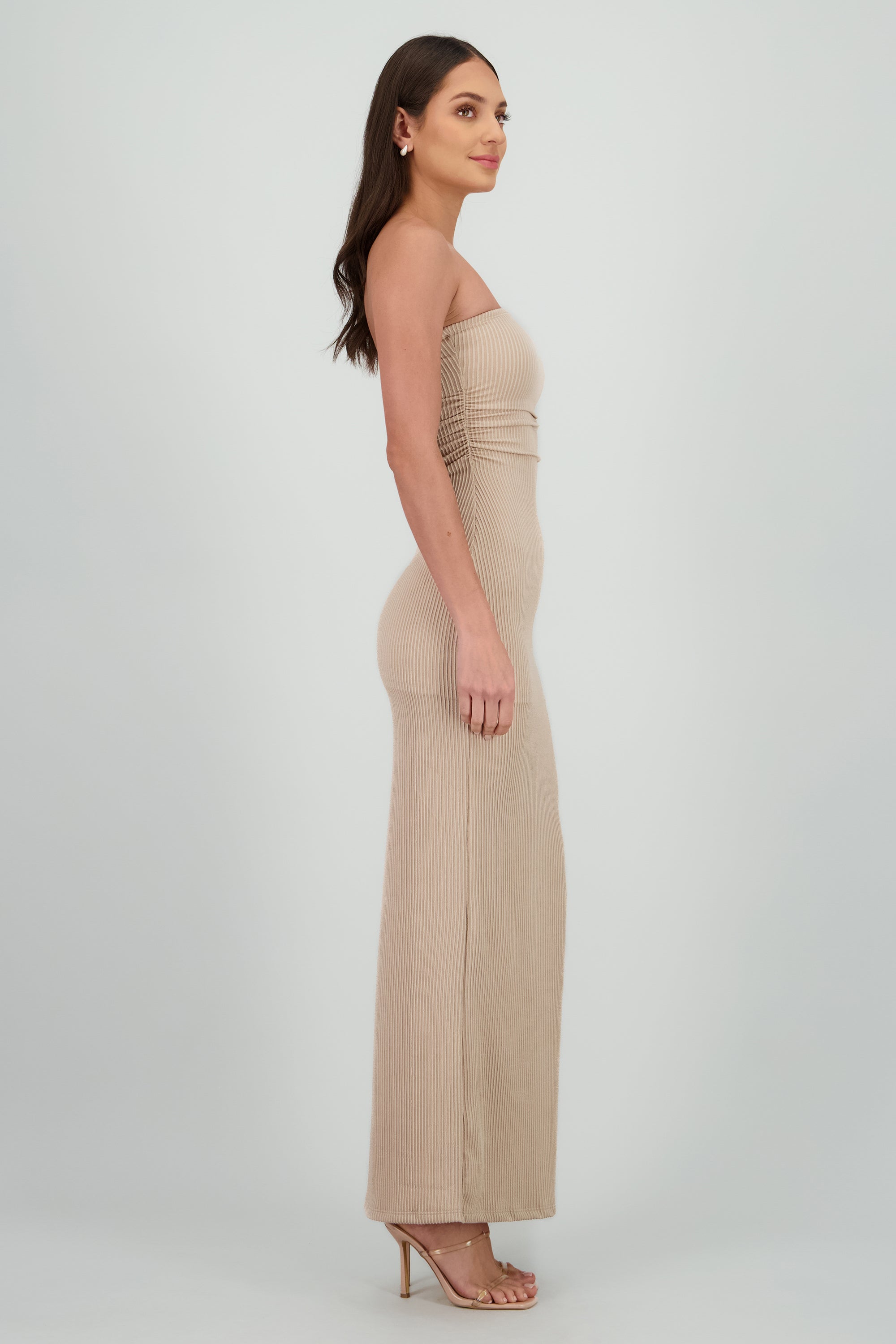 Vestido maxi tubo textura BEIGE