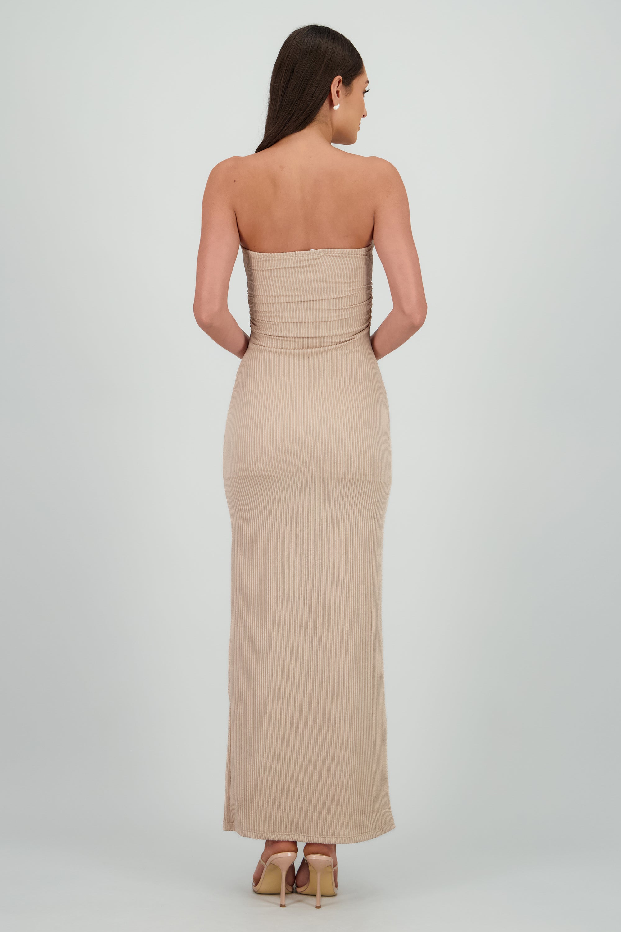 Vestido maxi tubo textura BEIGE