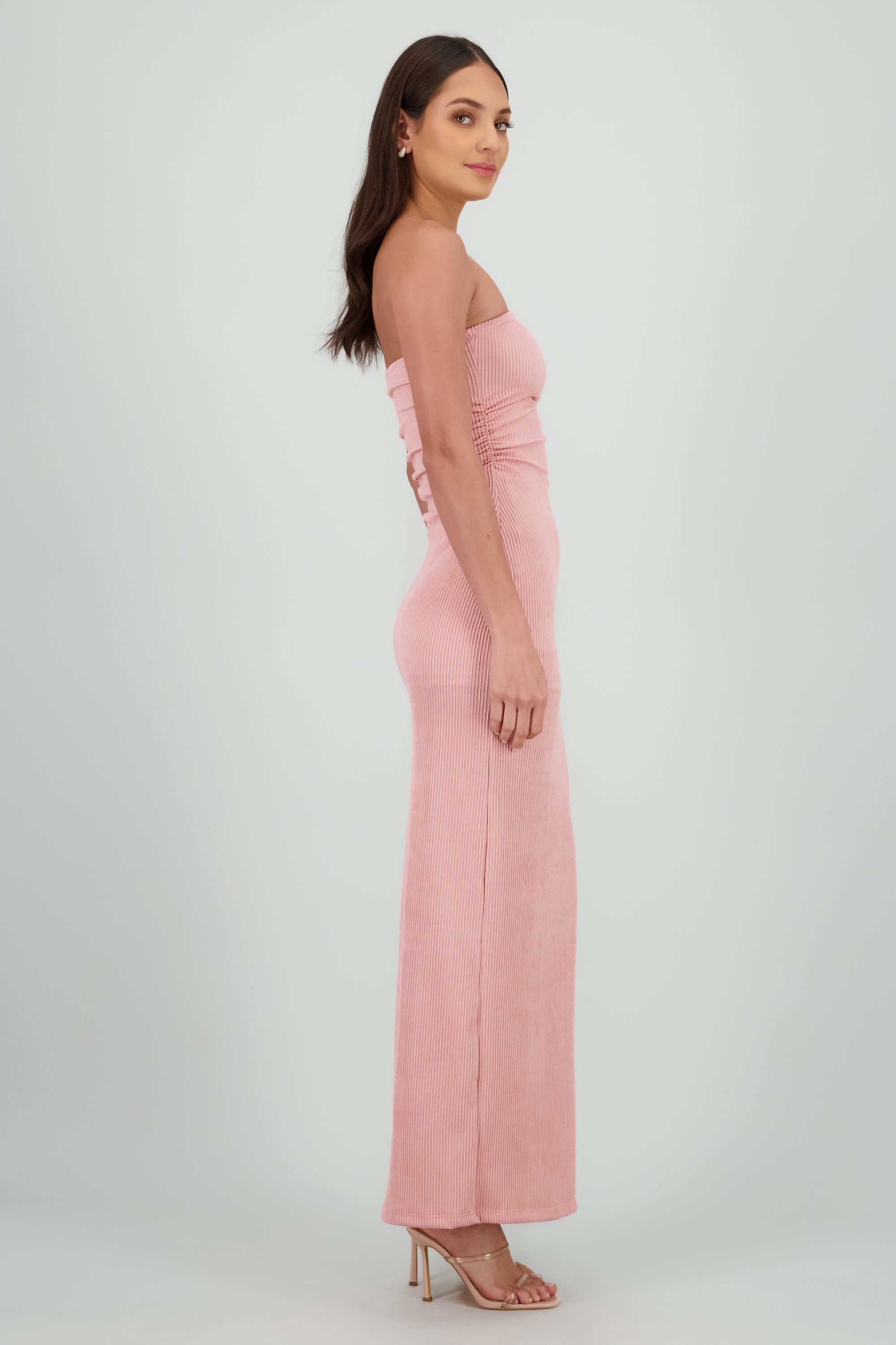 Vestido maxi tubo textura PALO DE ROSA