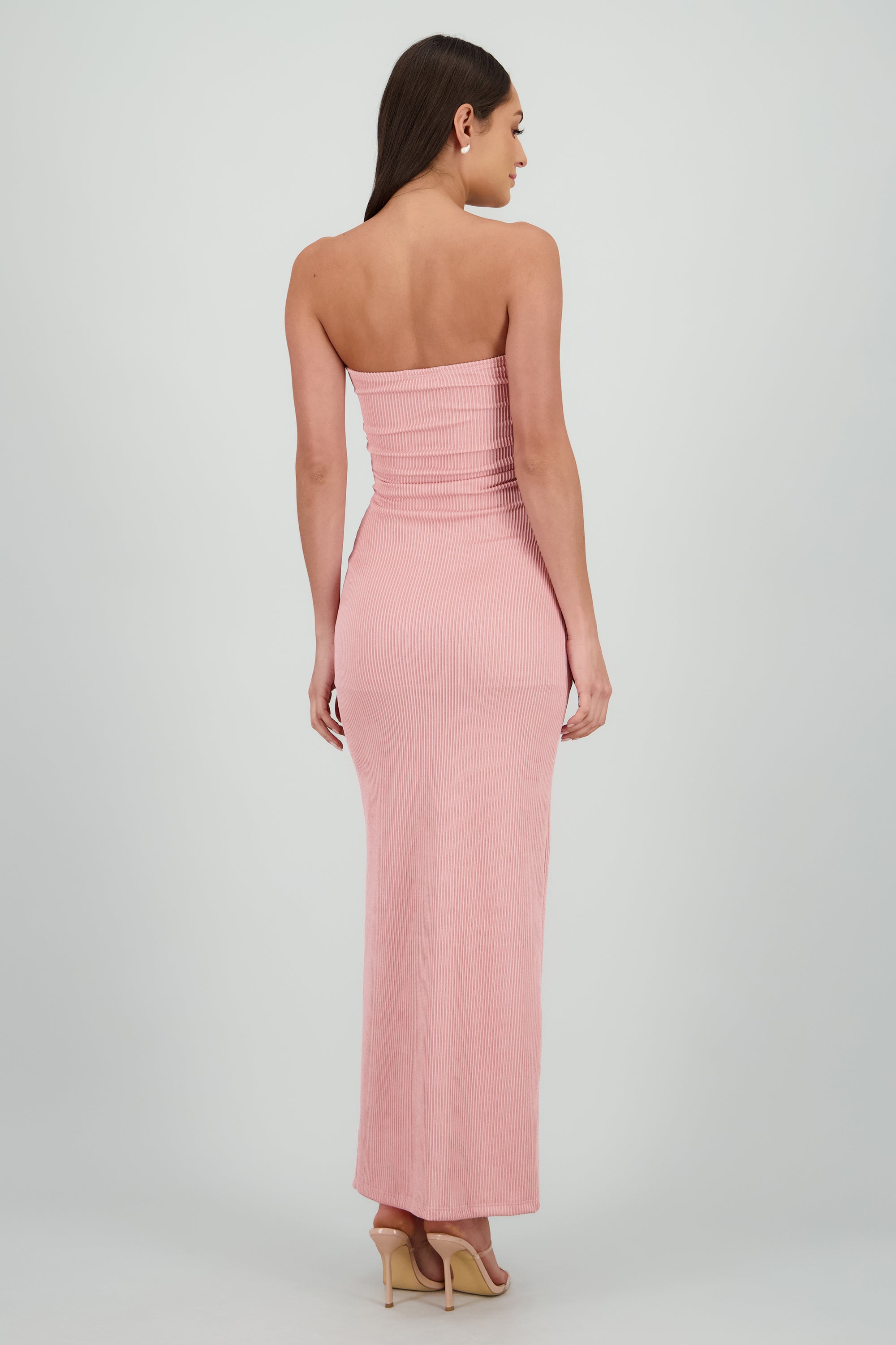 Vestido maxi tubo textura PALO DE ROSA