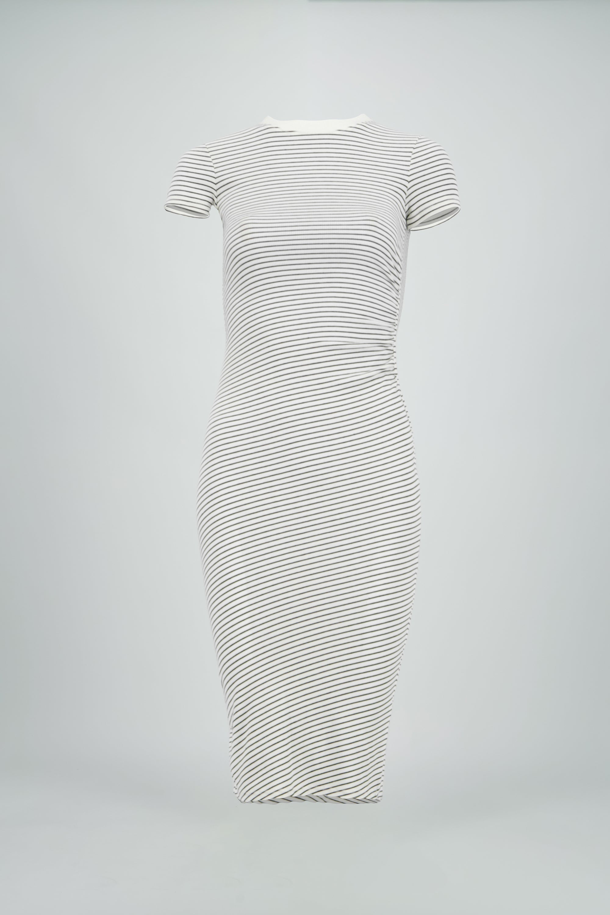 Vestido rayas cuello redondo BLANCO COMBO