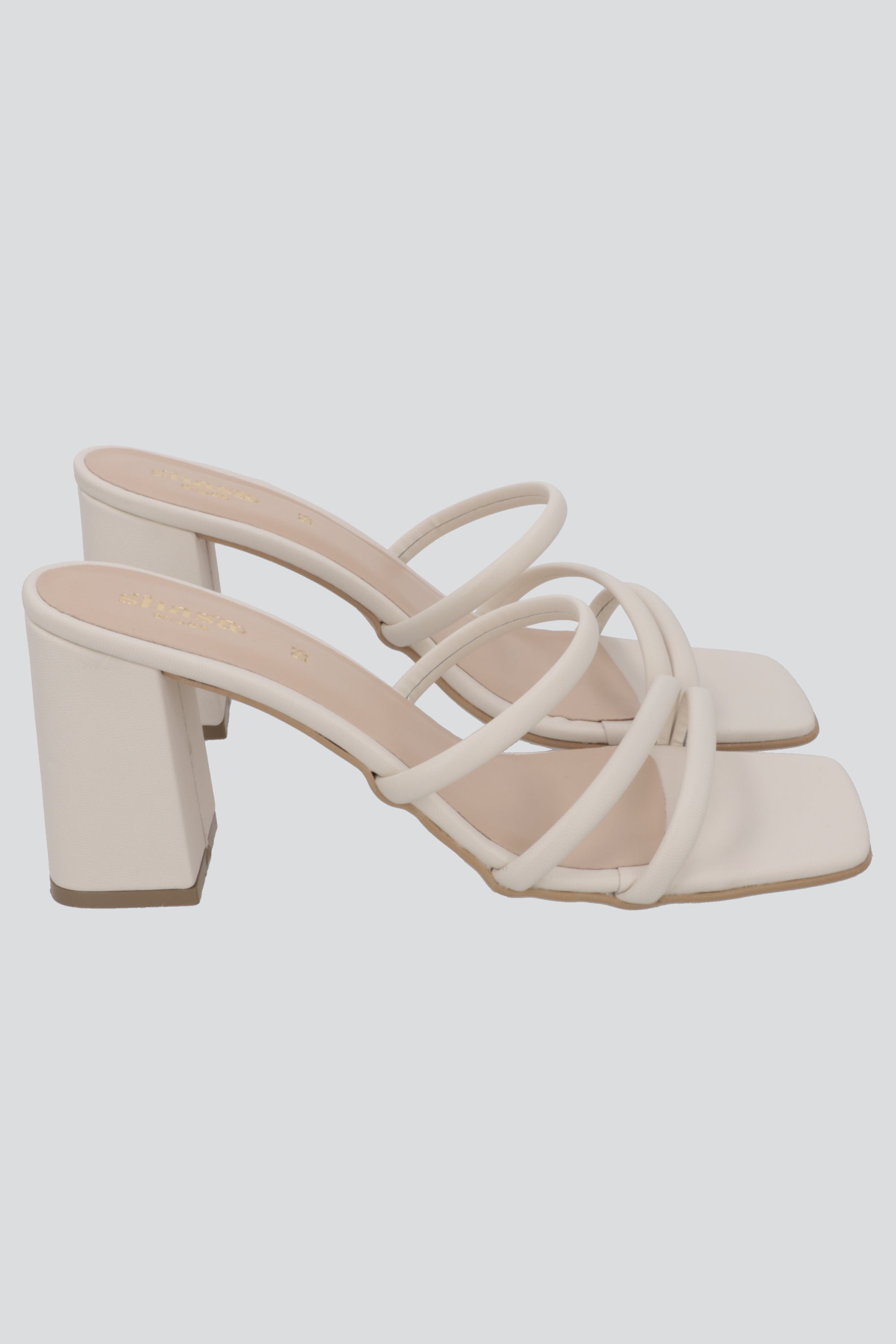 Tacon bloque tiras lisa NUDE