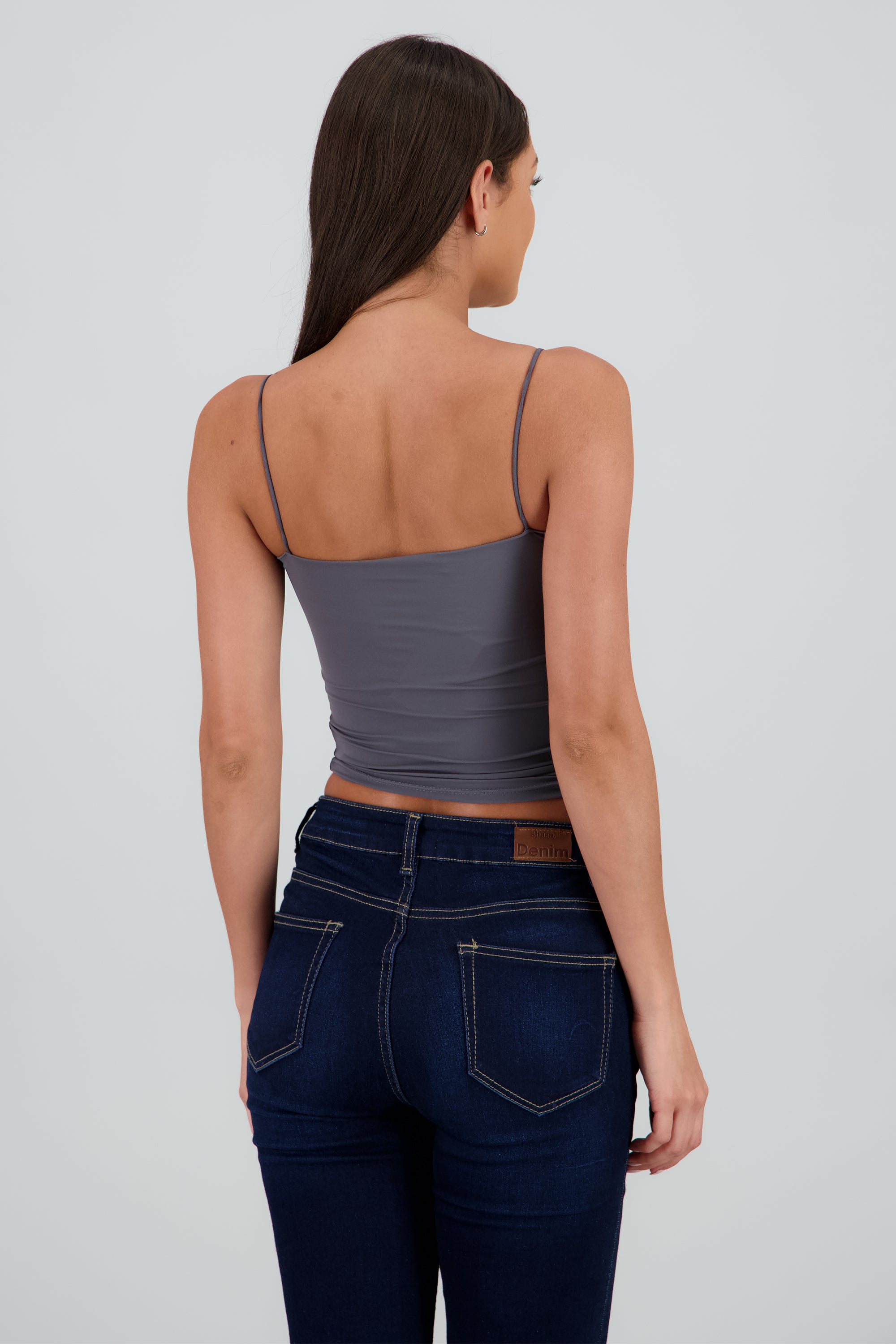 Top de tirantes con copas liso GREIGE