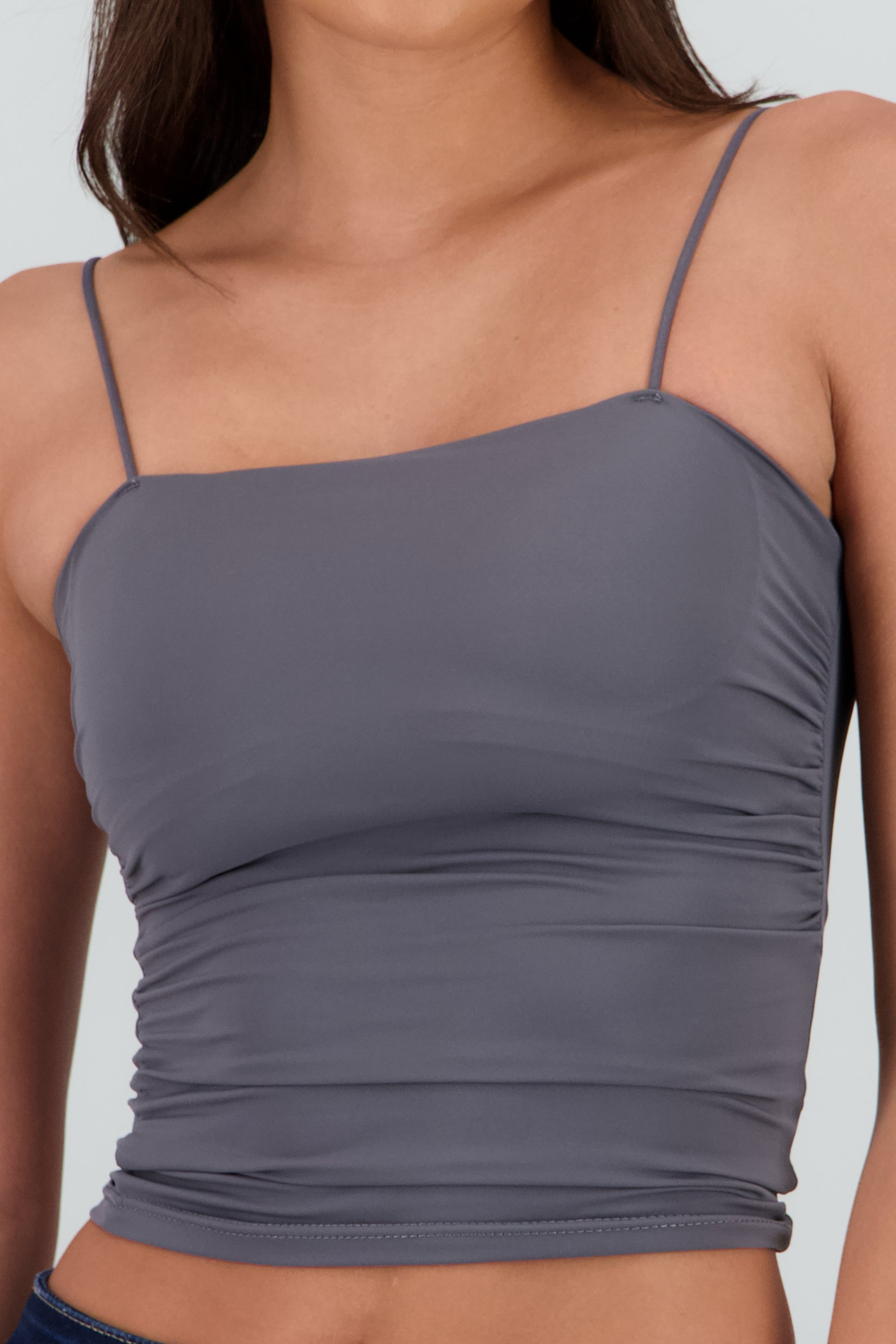 Top de tirantes con copas liso GREIGE
