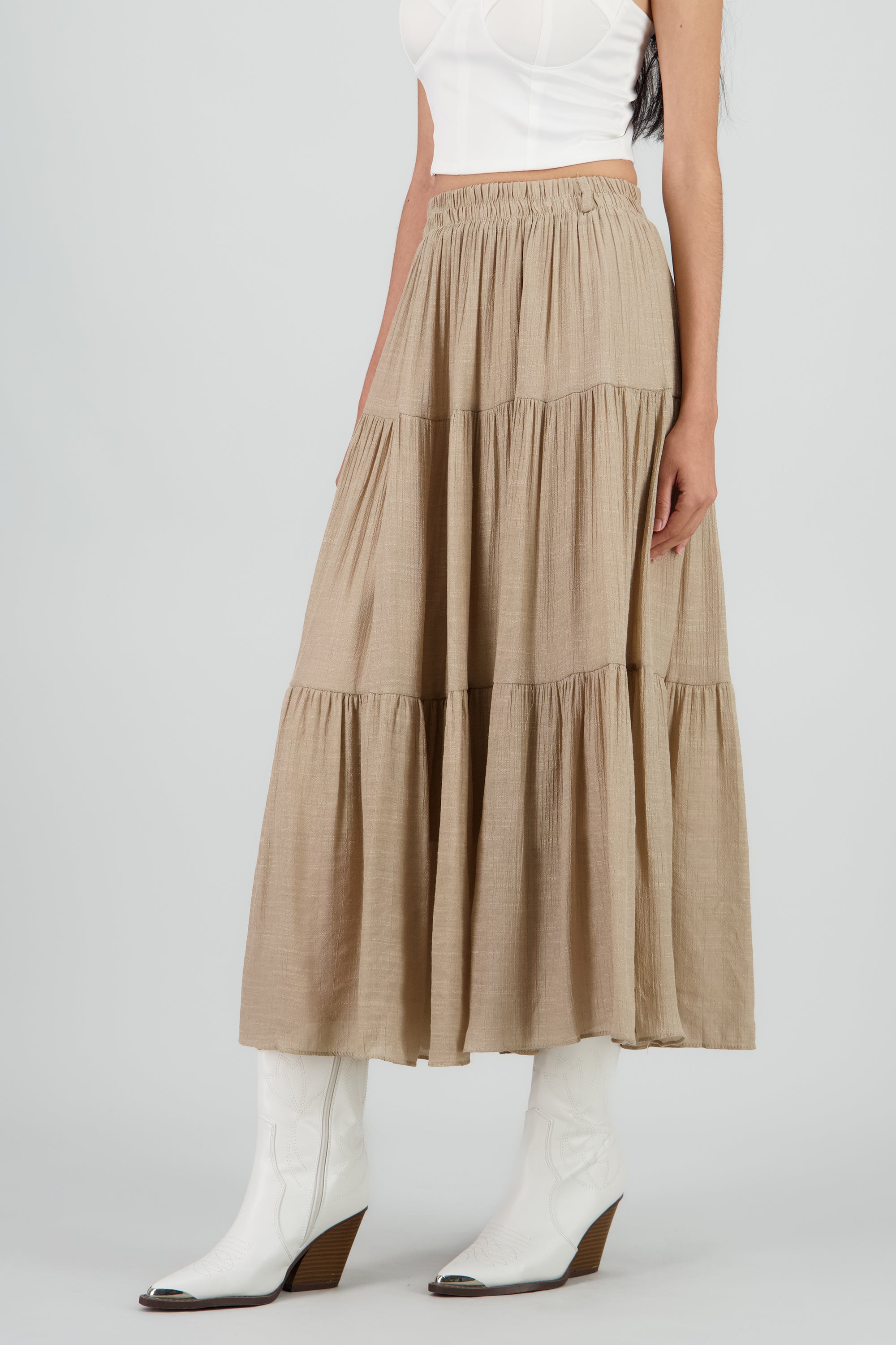 Falda midi textura KHAKI