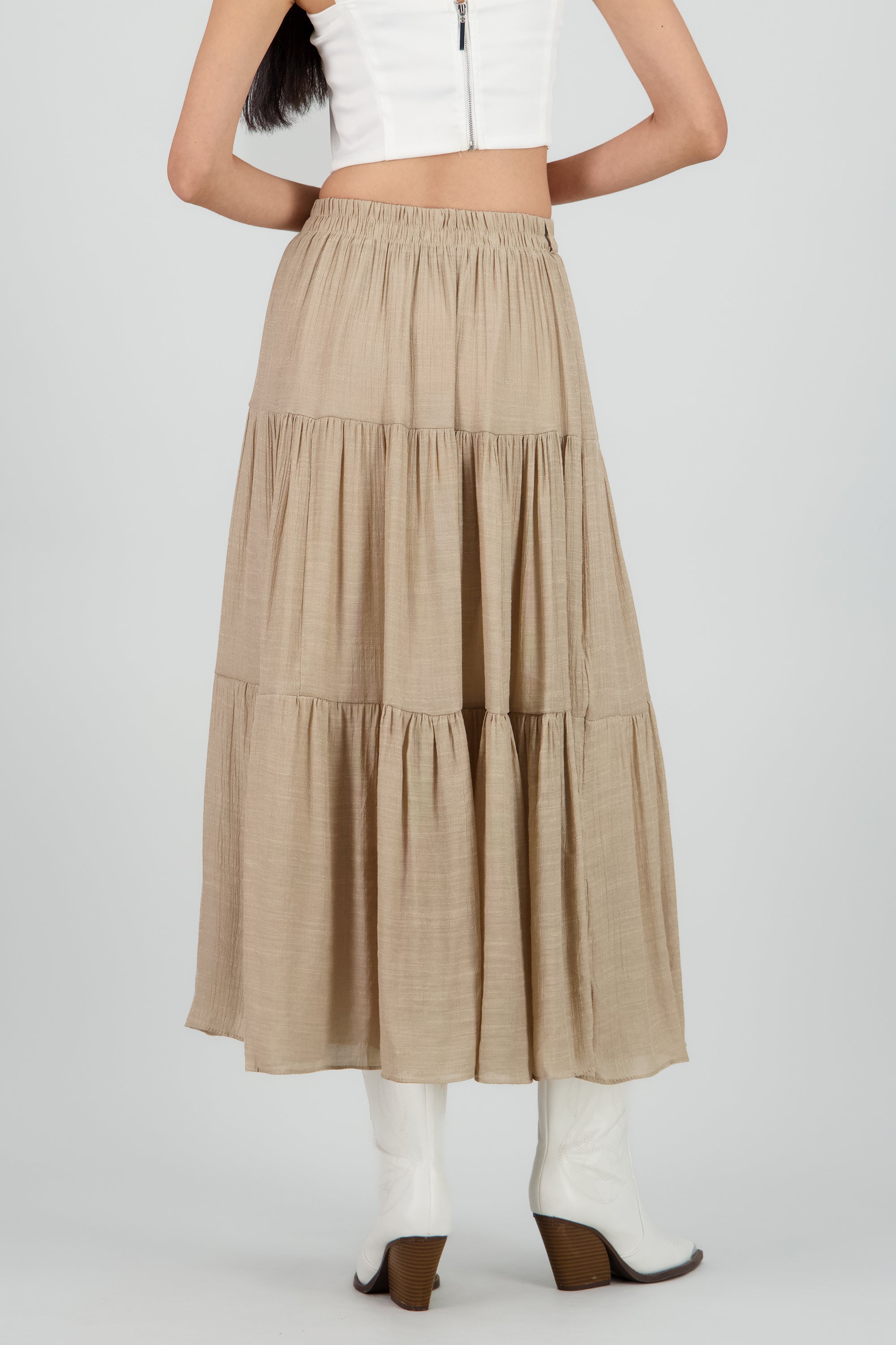 Falda midi textura KHAKI