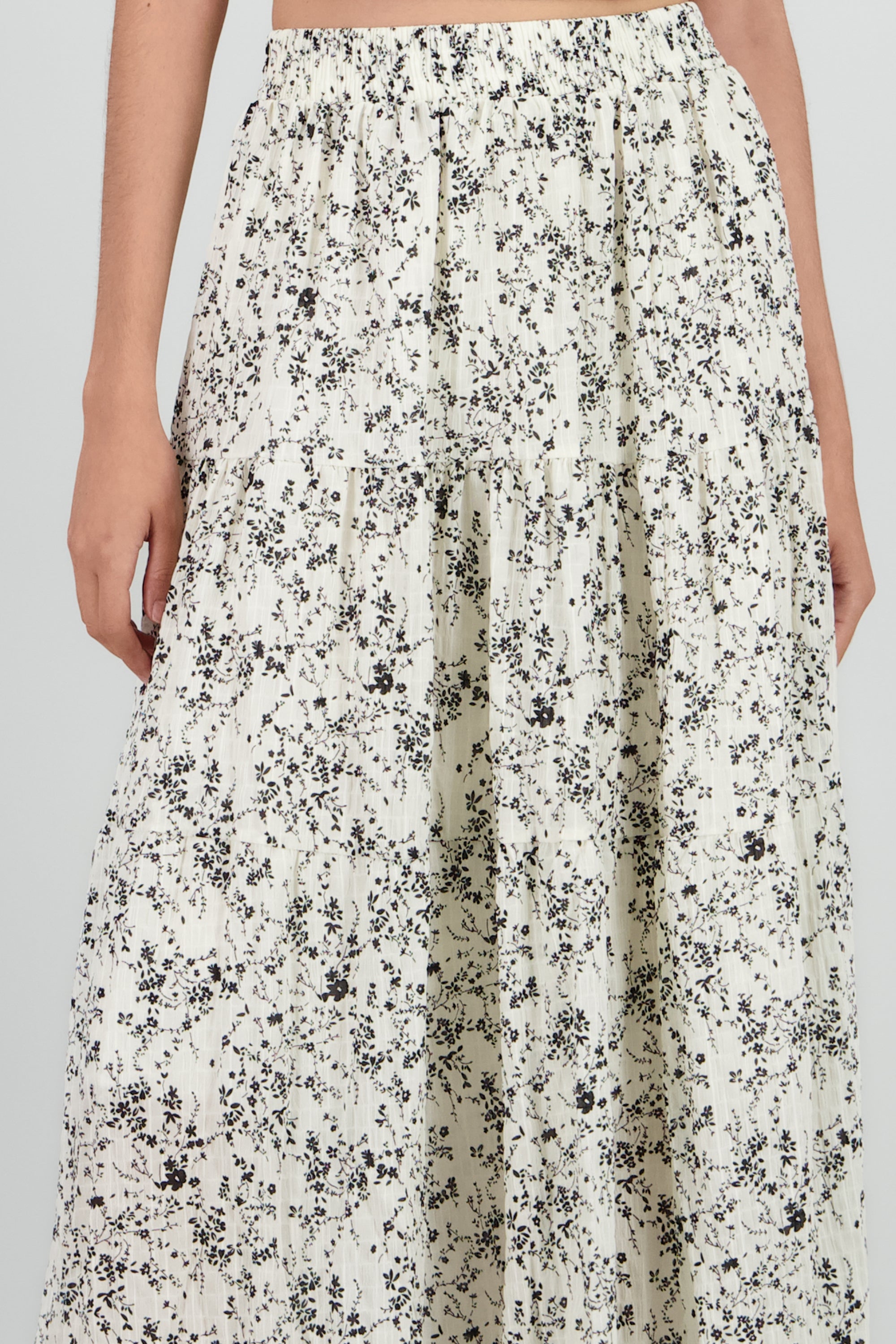 Falda midi flores BLANCO COMBO