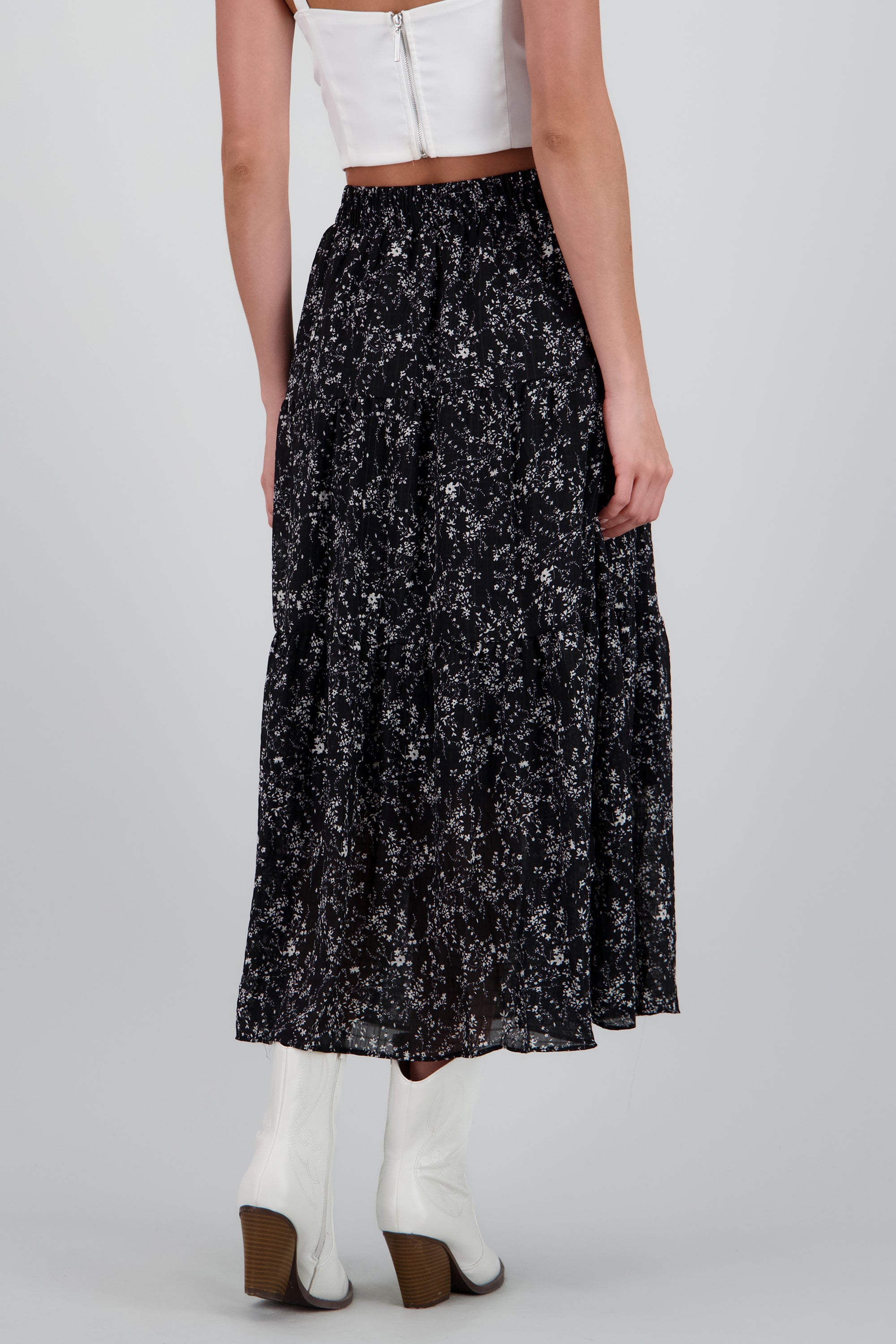Falda midi flores NEGRO COMBO