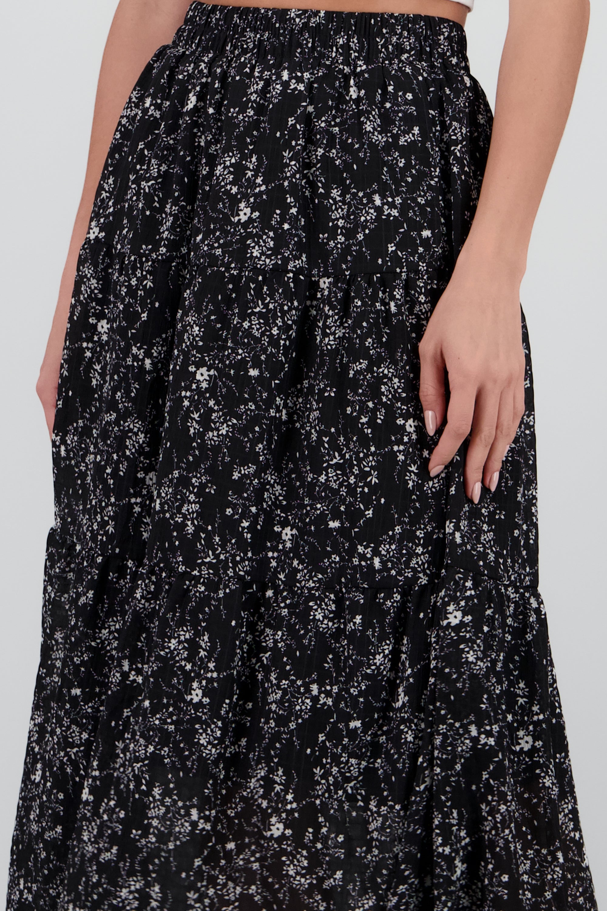 Falda midi flores NEGRO COMBO