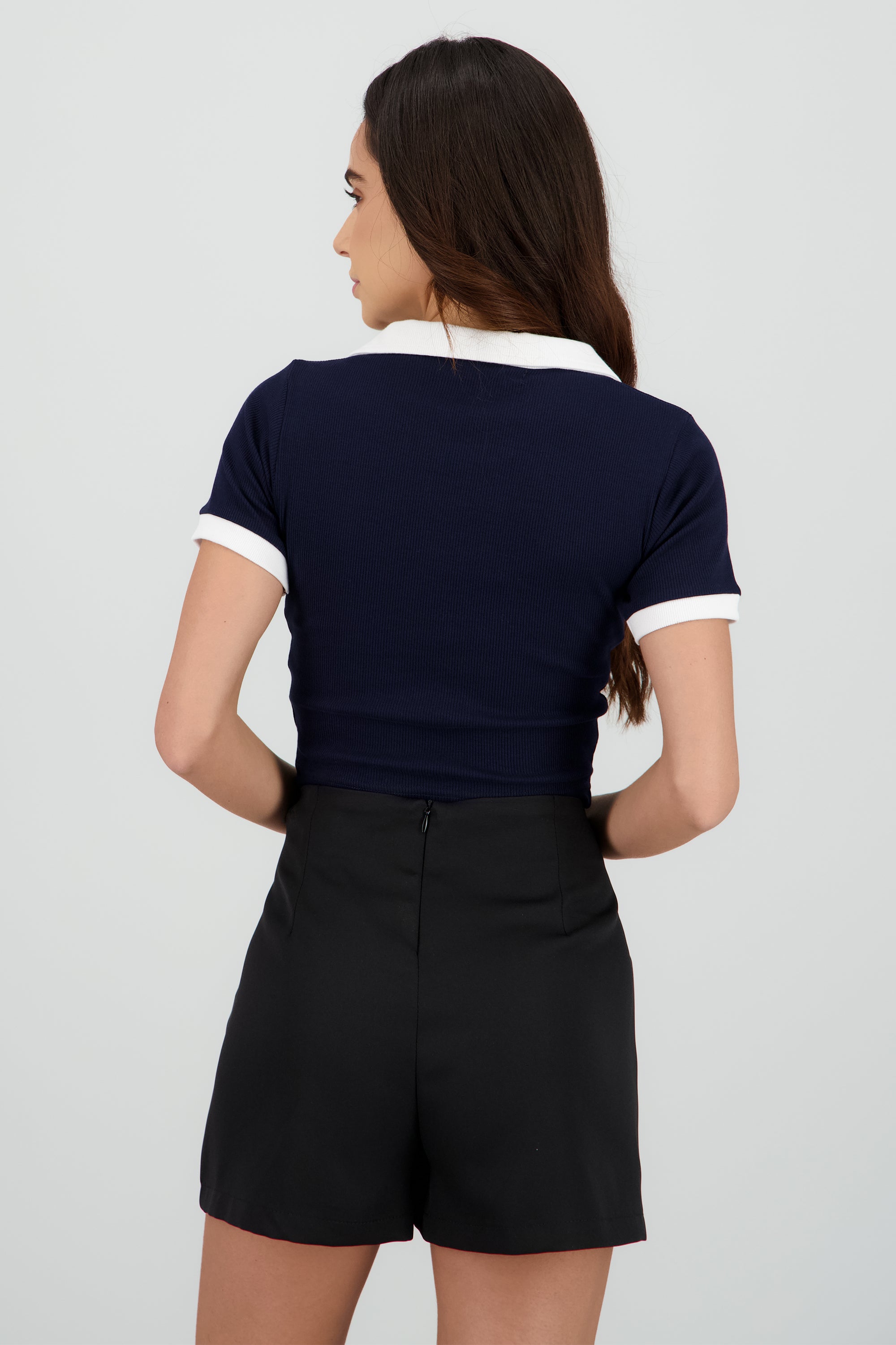 Top cuello polo contraste en mangas MARINO COMBO