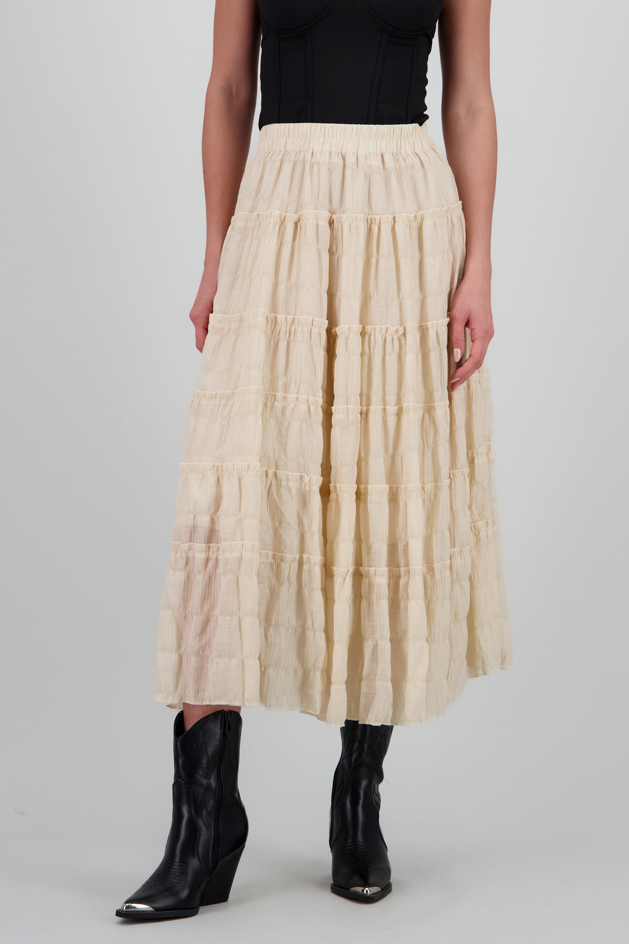 Falda midi capas BEIGE