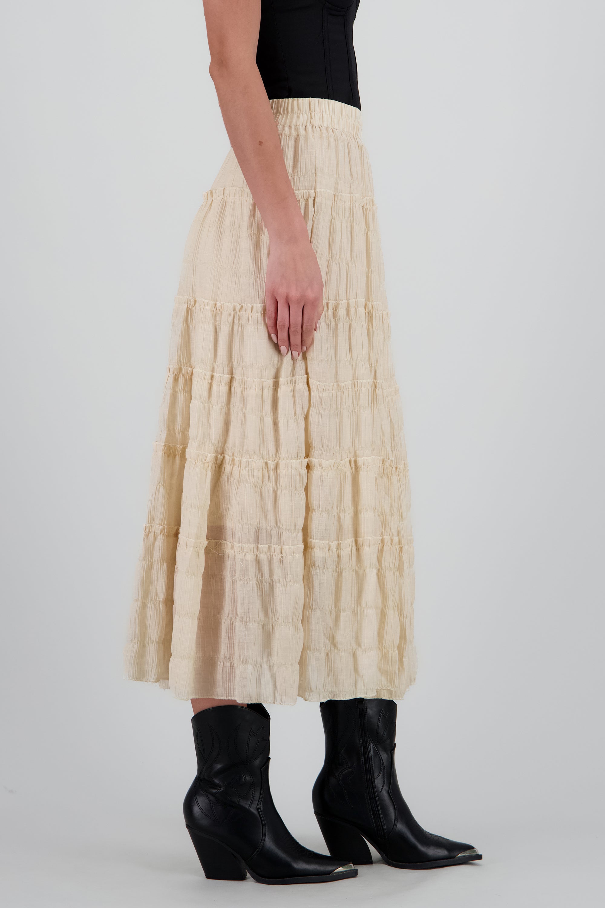 Falda midi capas BEIGE