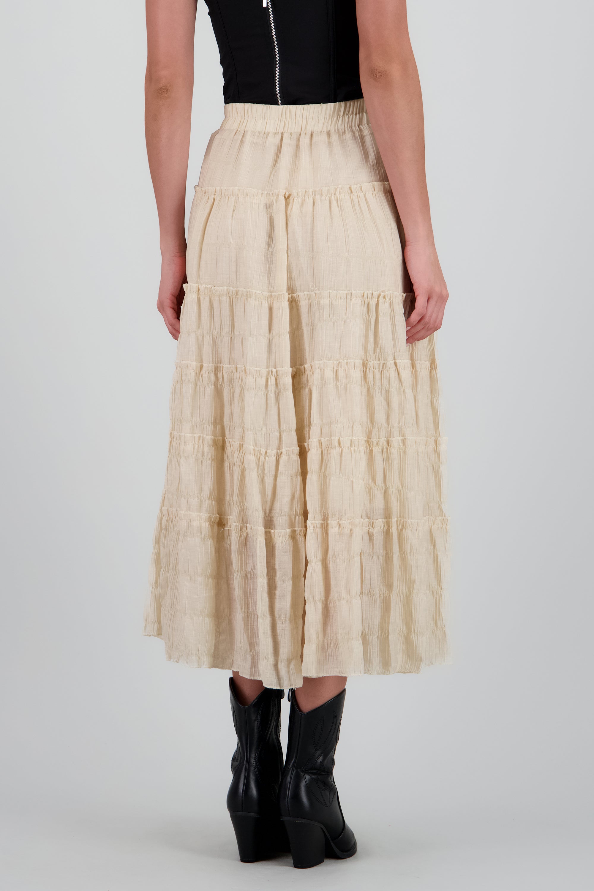 Falda midi capas BEIGE