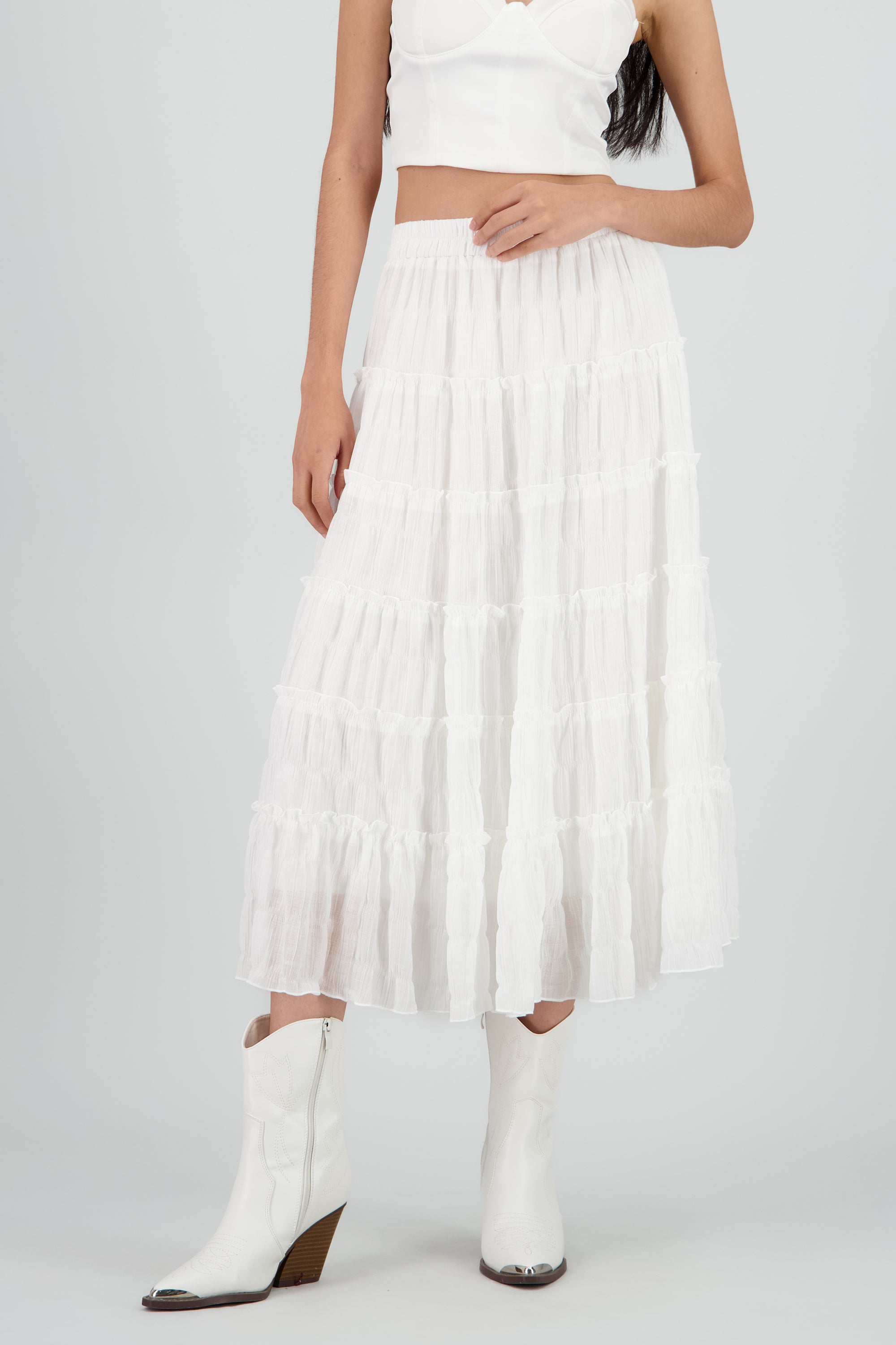 Falda midi capas BLANCO