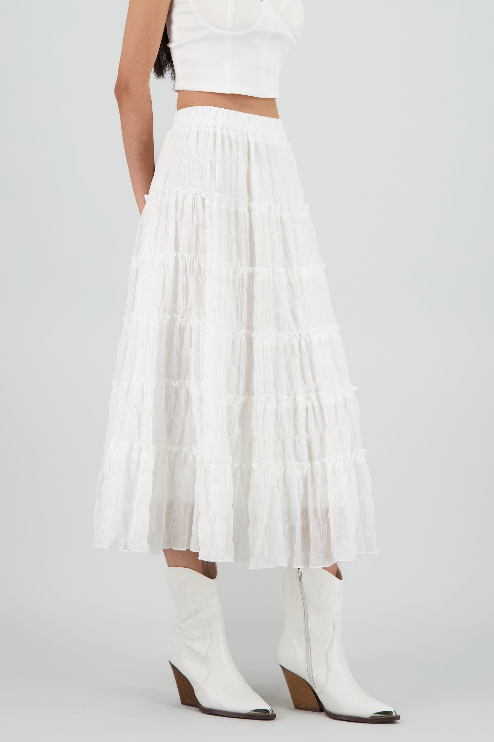 Falda midi capas BLANCO