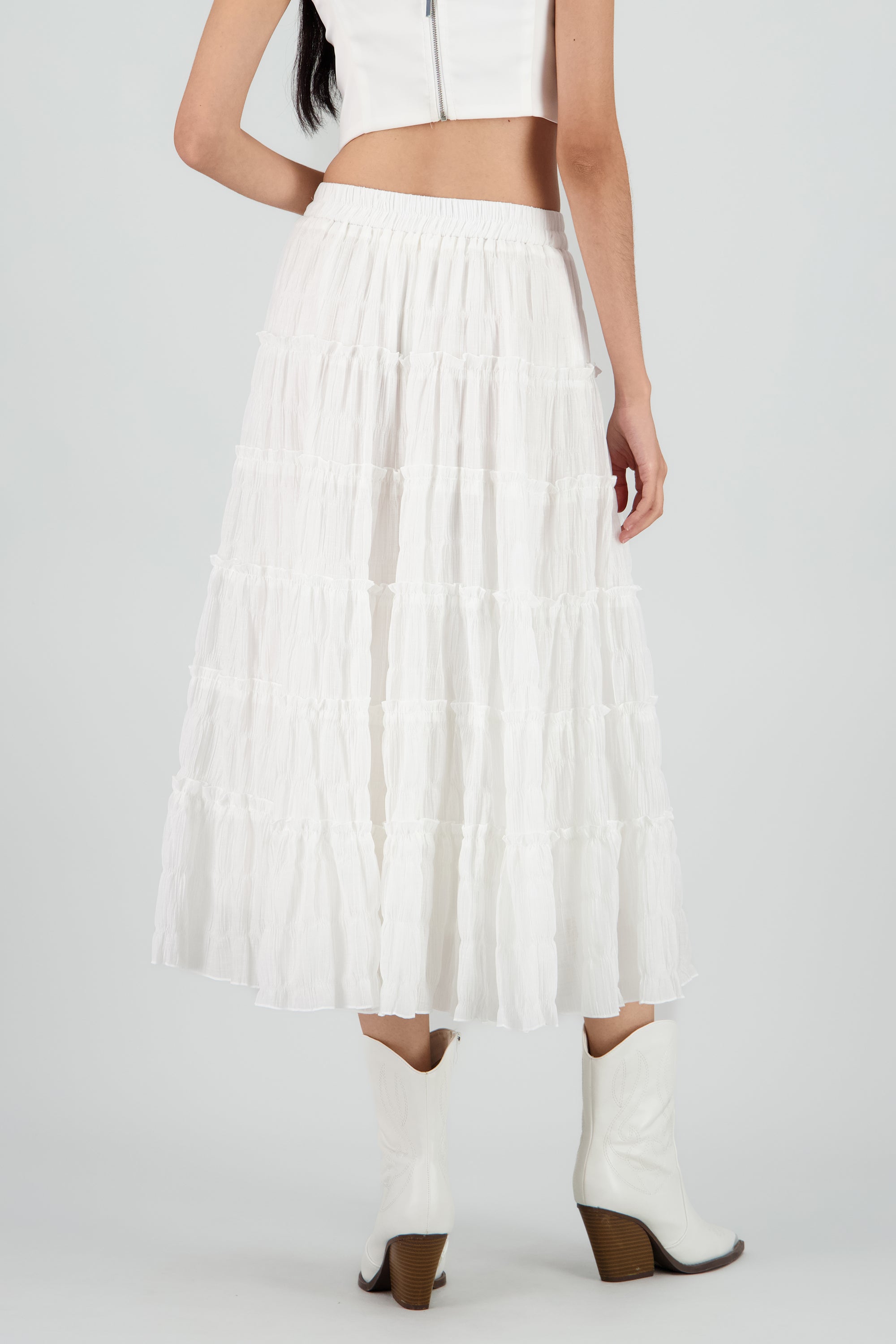 Falda midi capas BLANCO