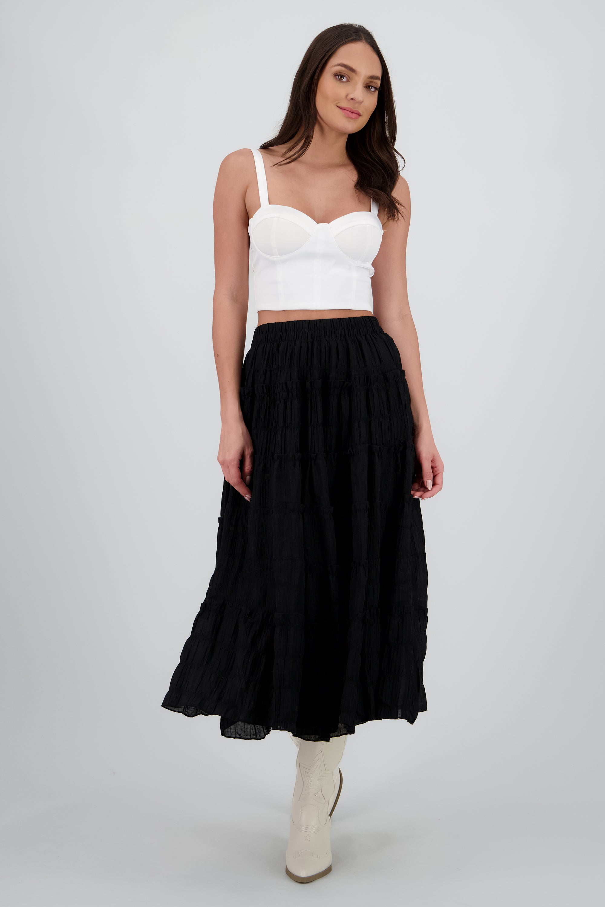 Falda midi capas NEGRO