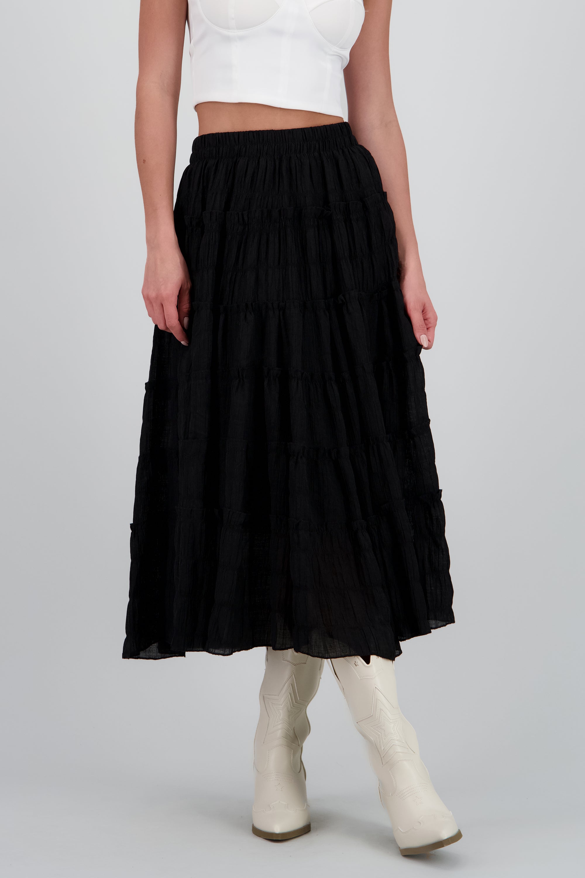 Falda midi capas NEGRO