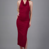 Vestido halter escote cascada