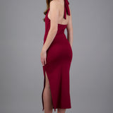 Vestido halter escote cascada