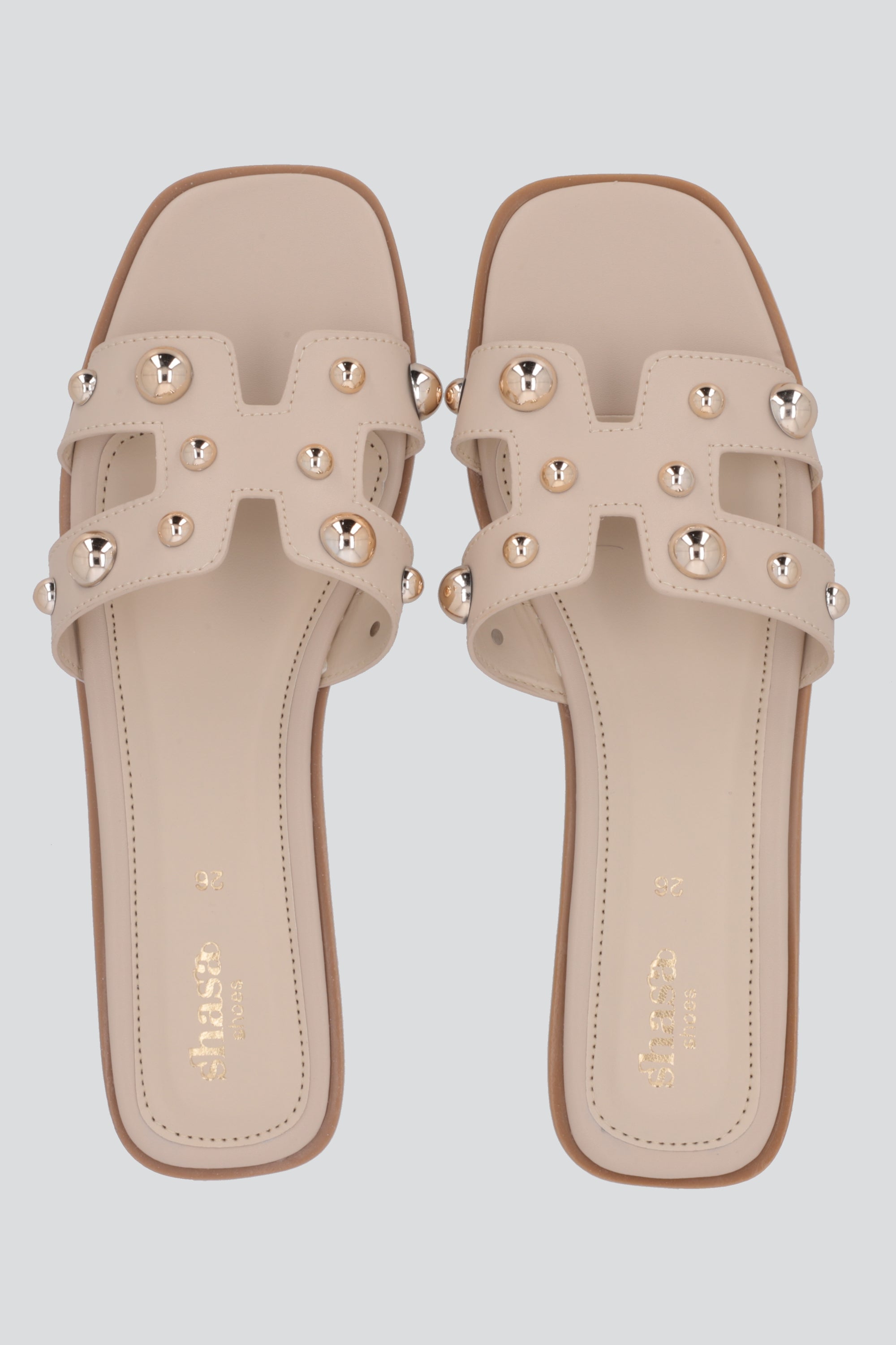 Sandalia tiras greca studs NUDE