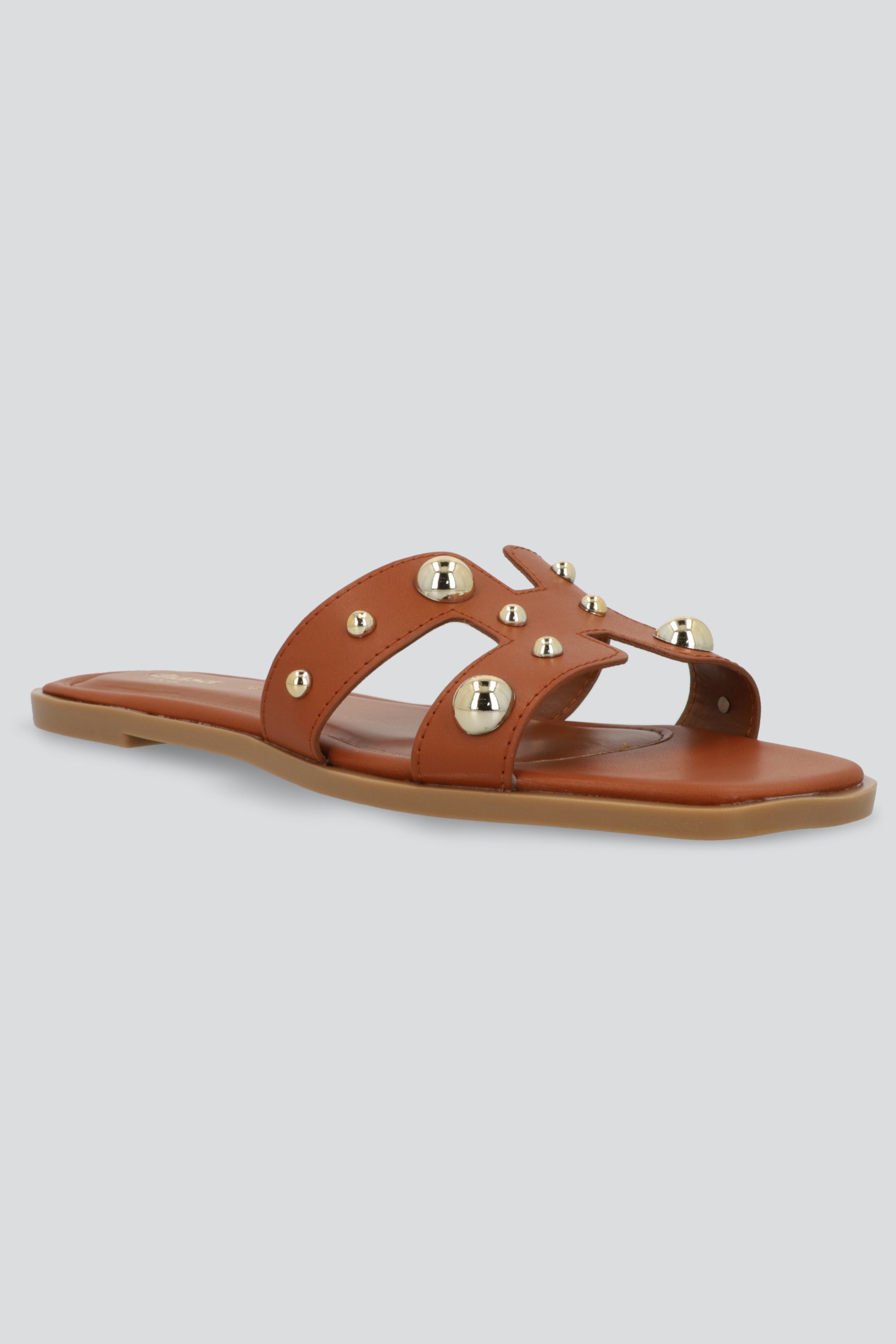 Sandalia tiras greca studs CAMELLO