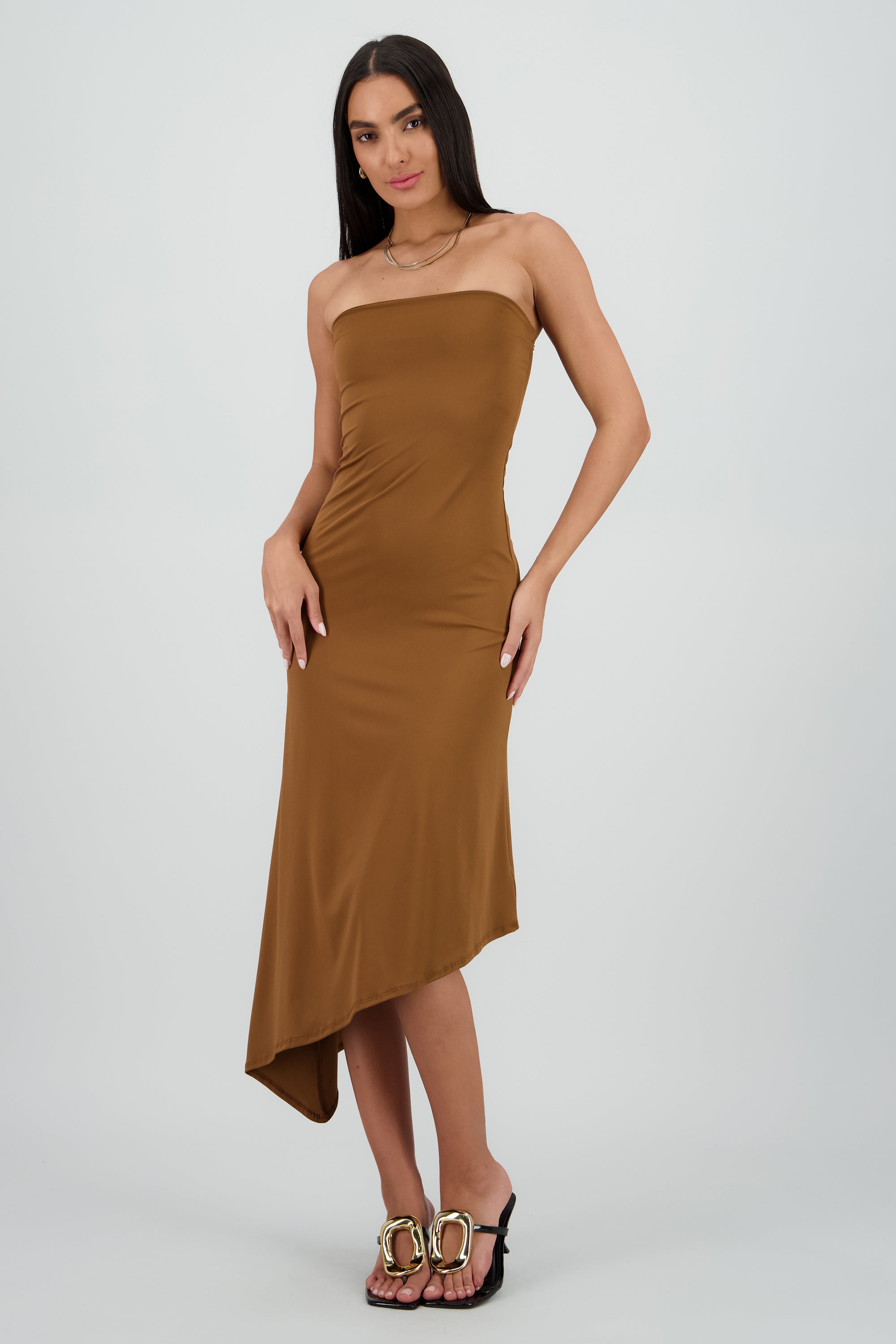 Vestido strapless bodycon CHOCOLATE