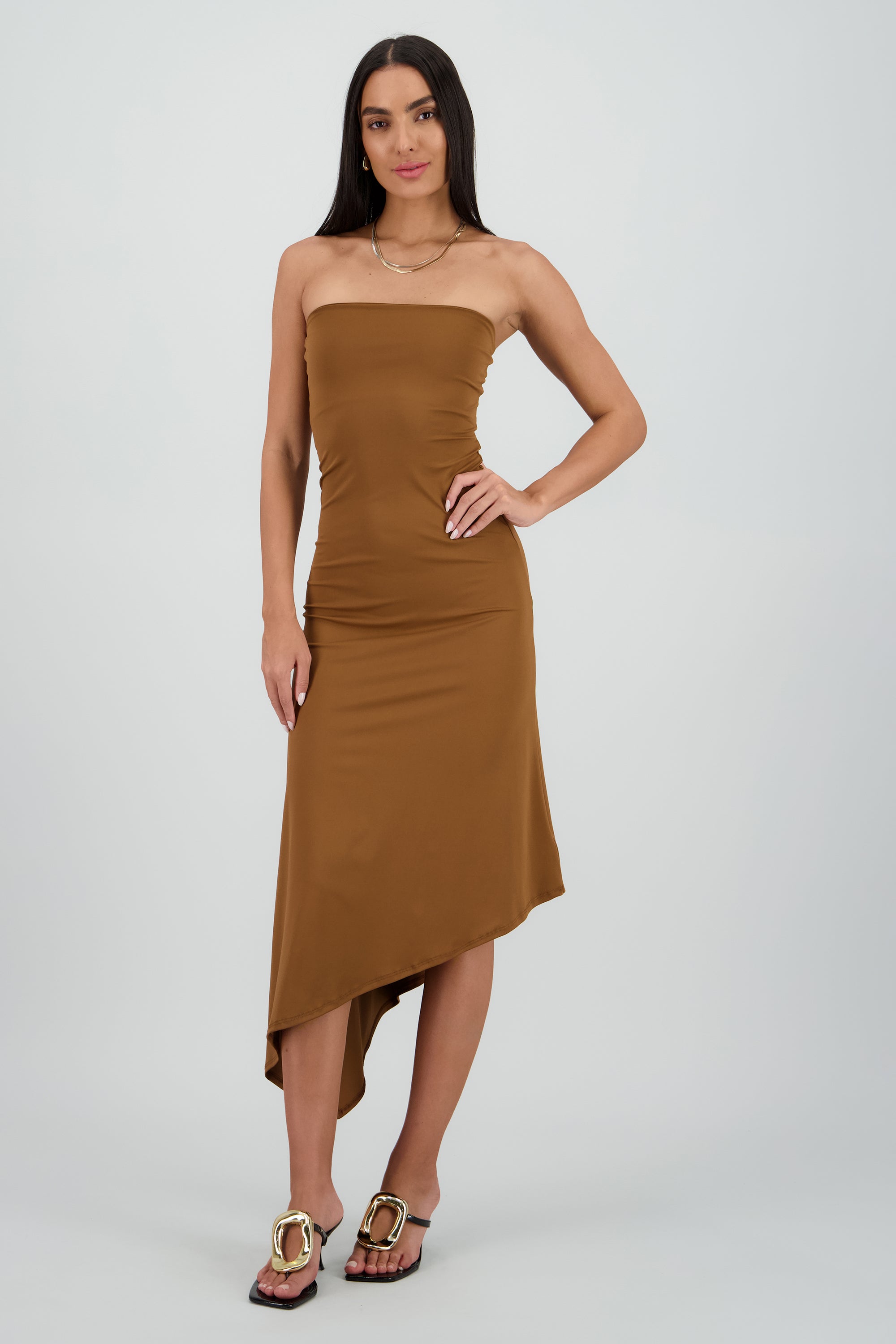 Vestido strapless bodycon CHOCOLATE