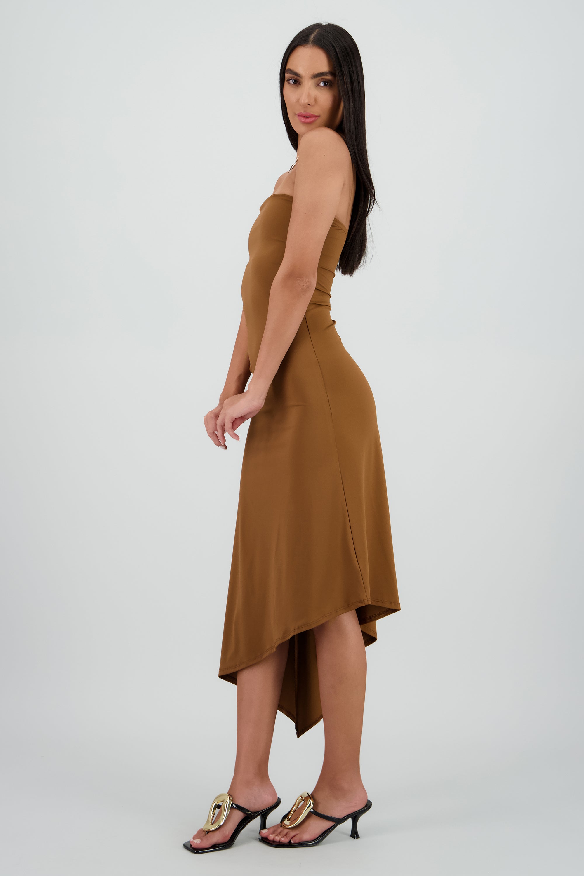 Vestido strapless bodycon CHOCOLATE