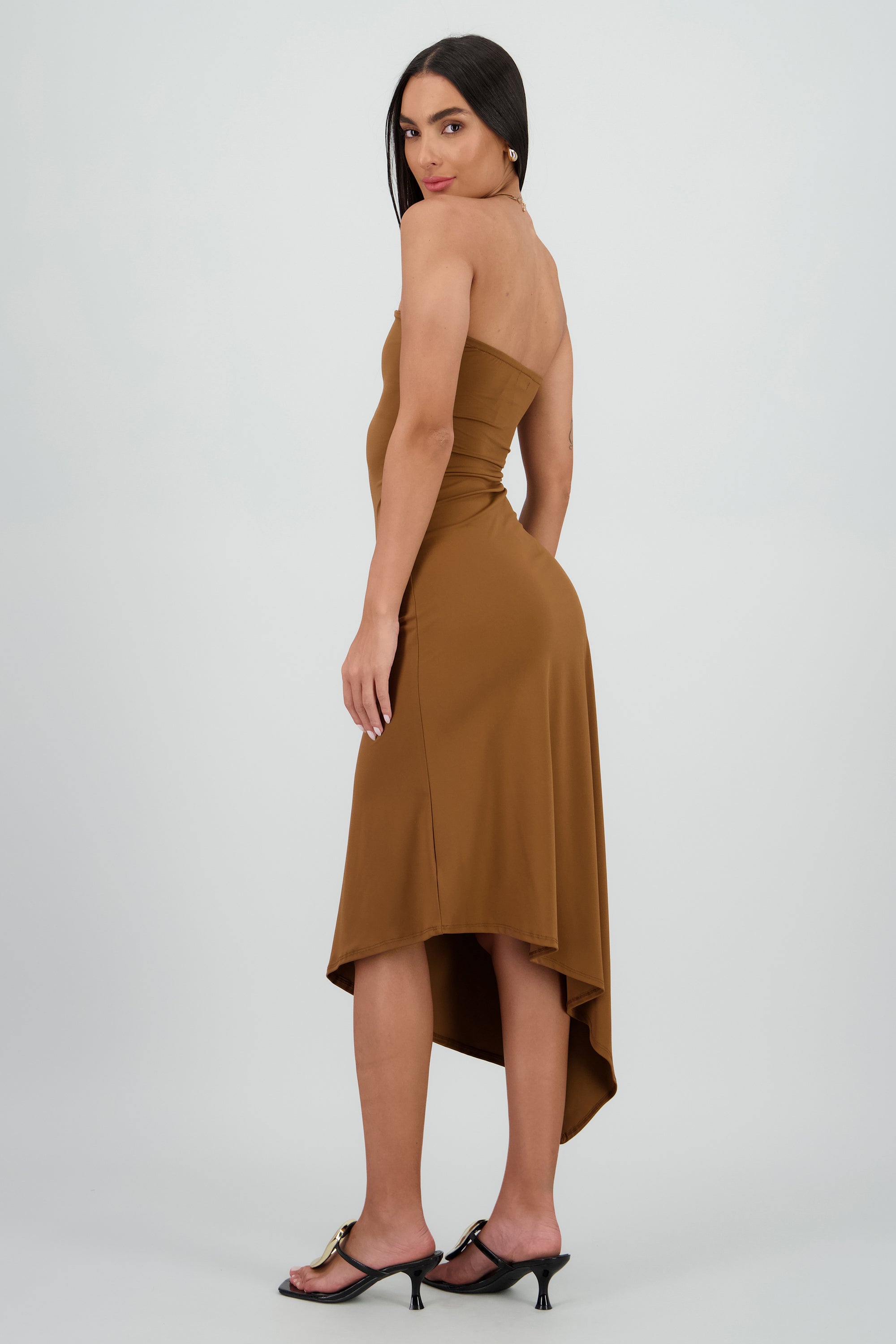 Vestido strapless bodycon CHOCOLATE