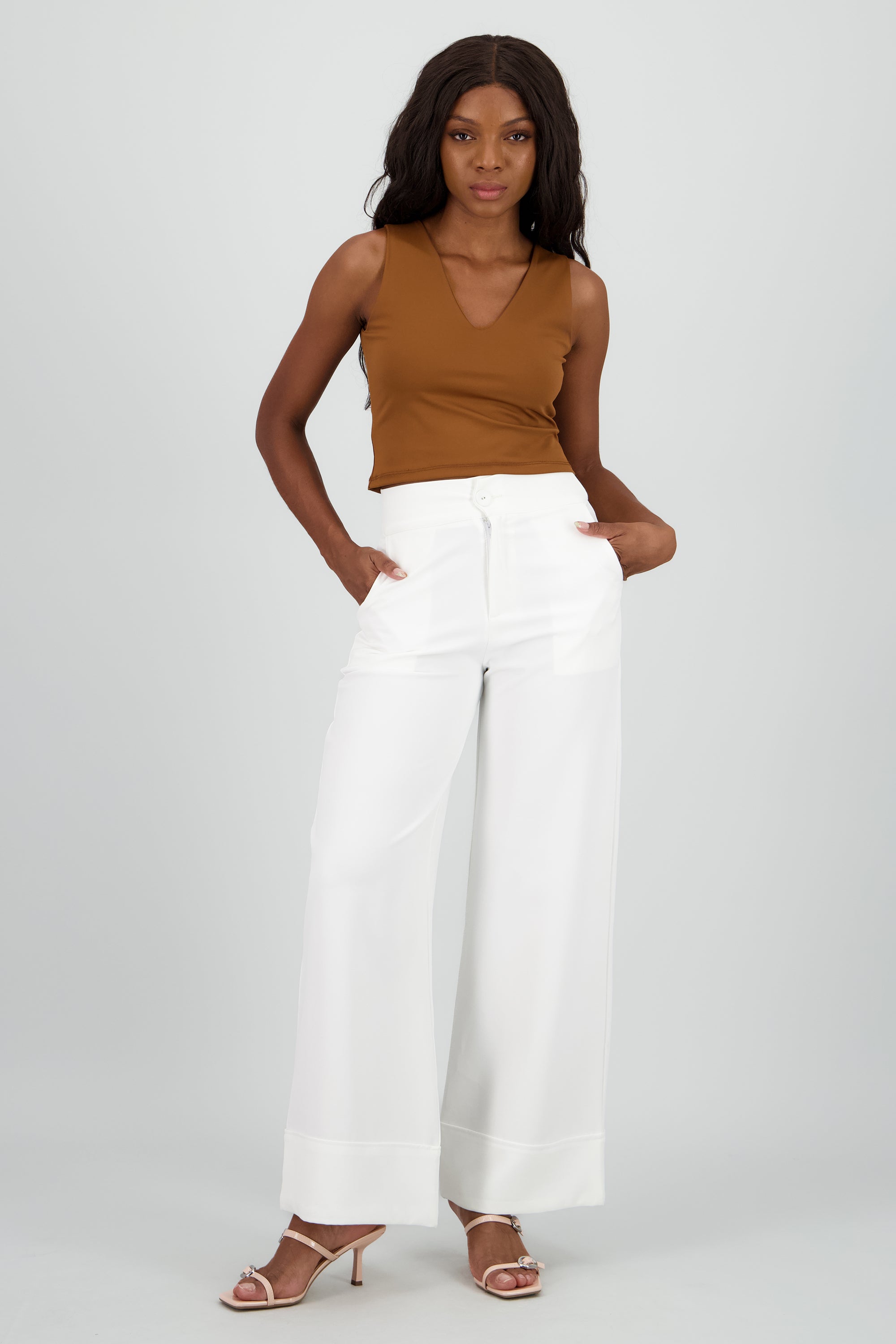Pantalon high waisted valenciana amplia HUESO