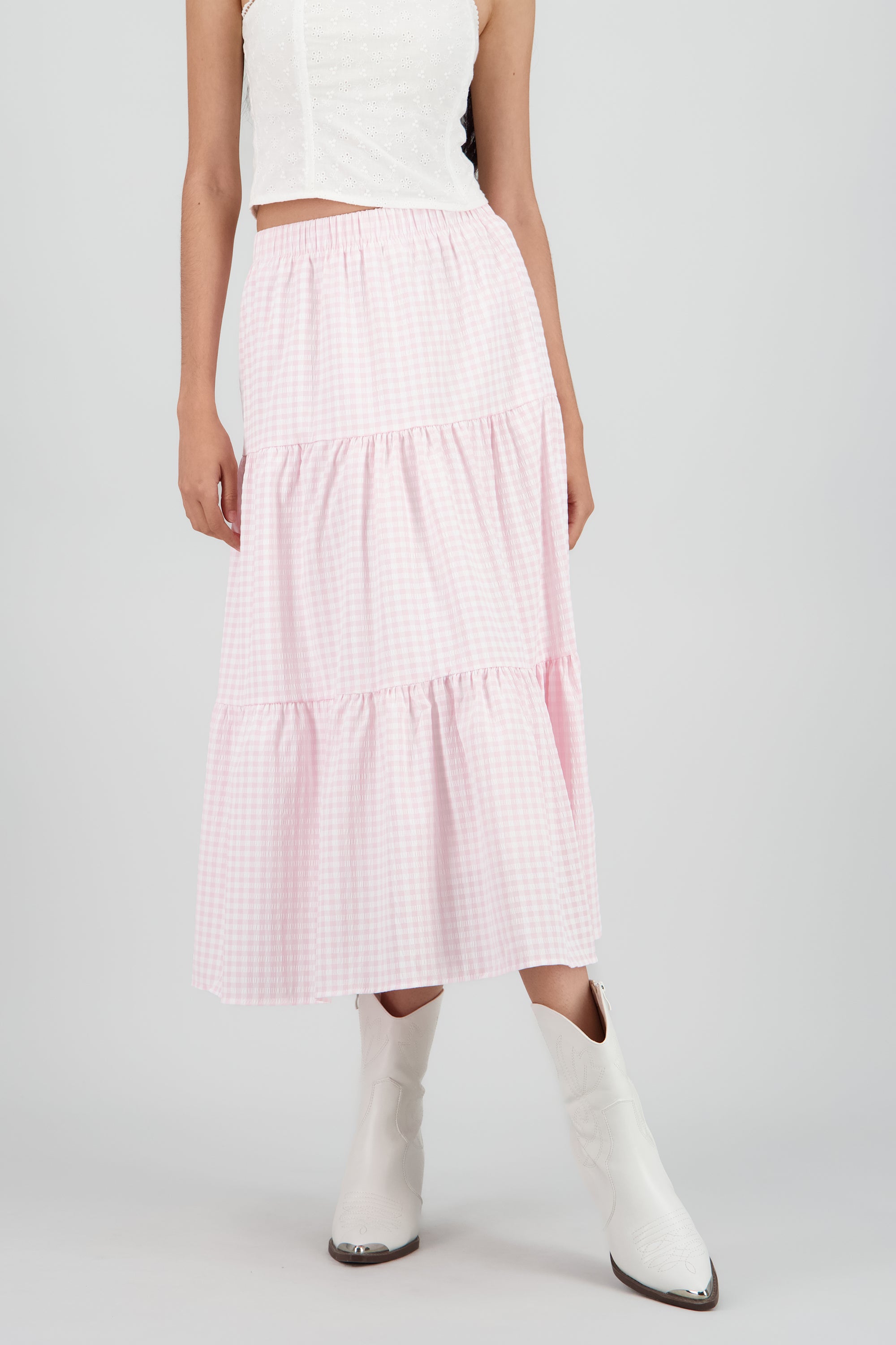 Falda midi cuadros ROSA COMBO