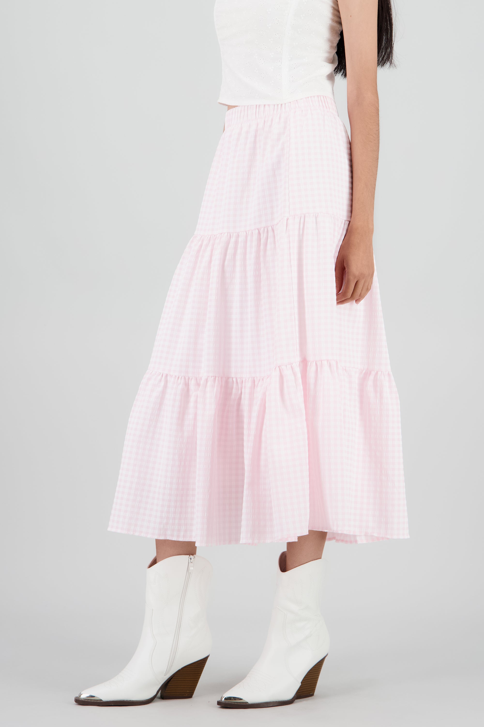 Falda midi cuadros ROSA COMBO