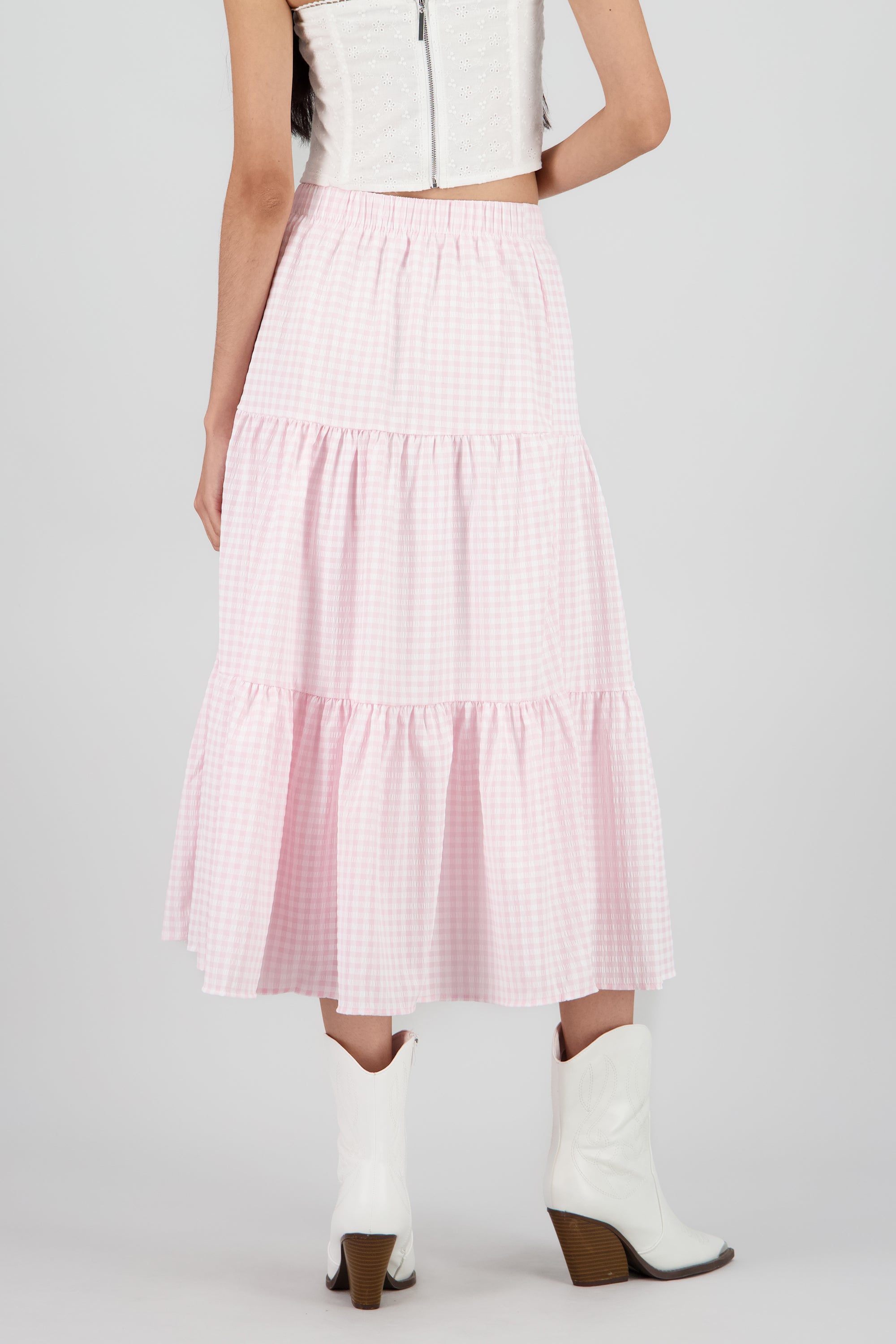 Falda midi cuadros ROSA COMBO