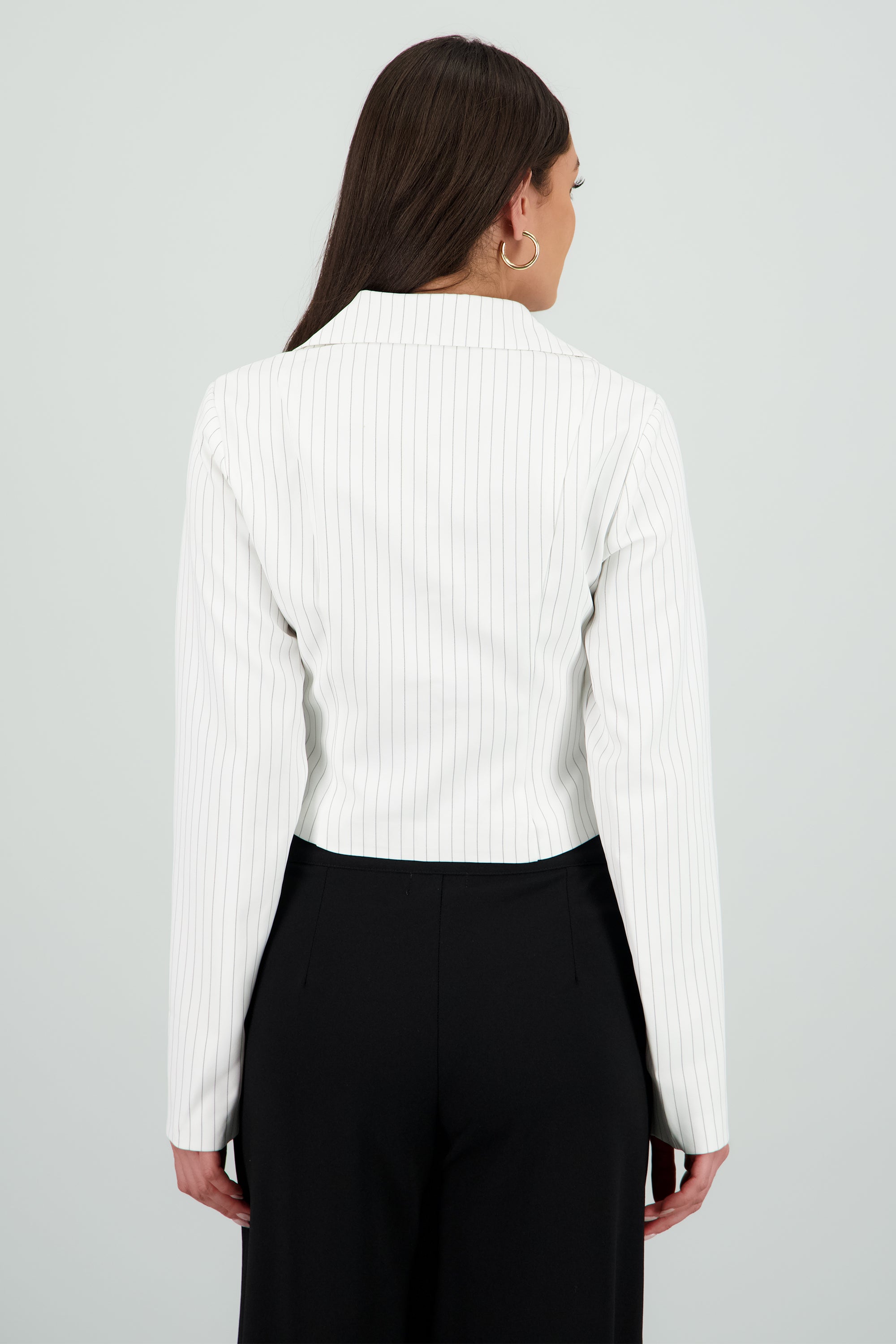 Blusa rayas m/l esc lace up BLANCO COMBO