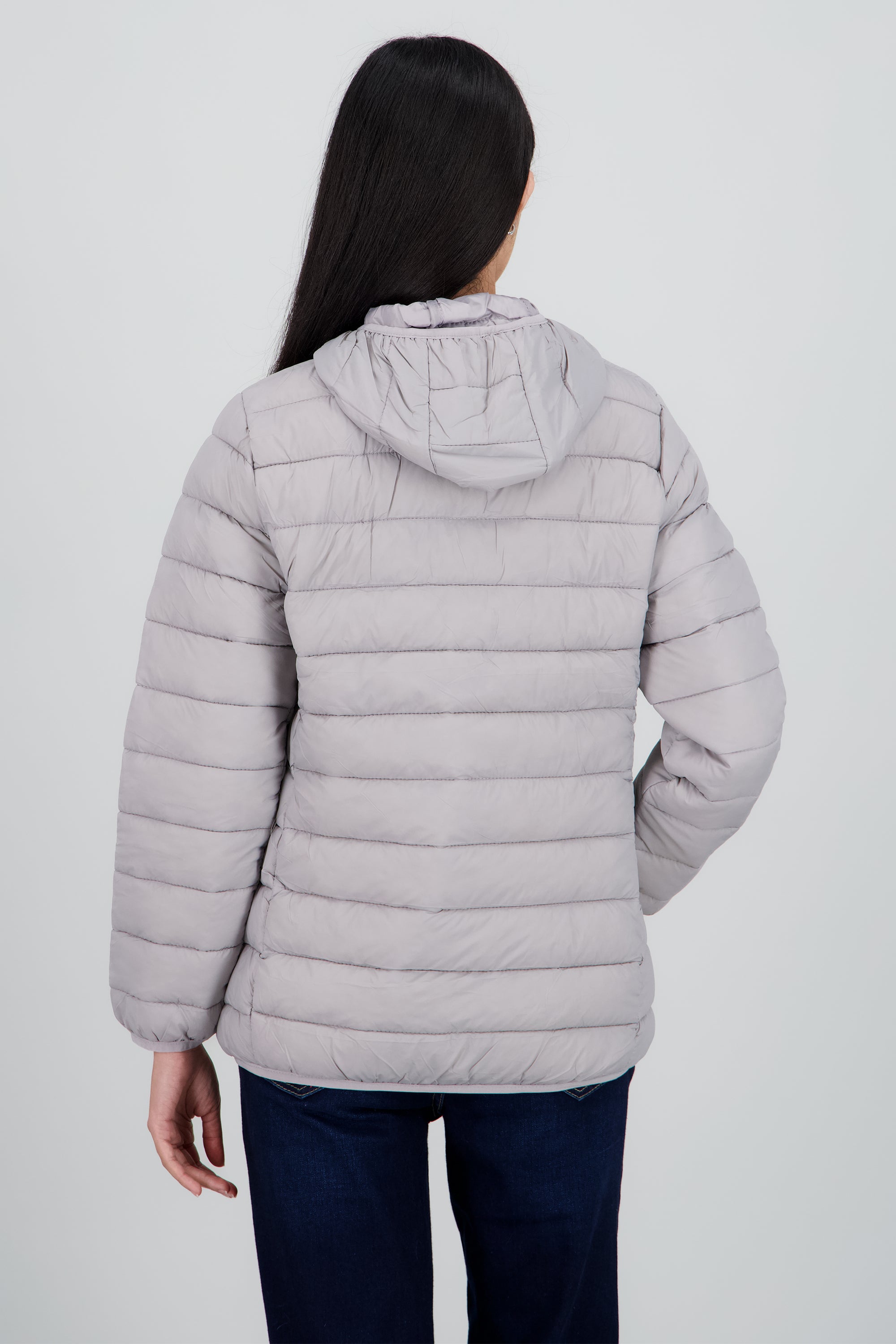 Chamarra capitonada con gorro GRIS