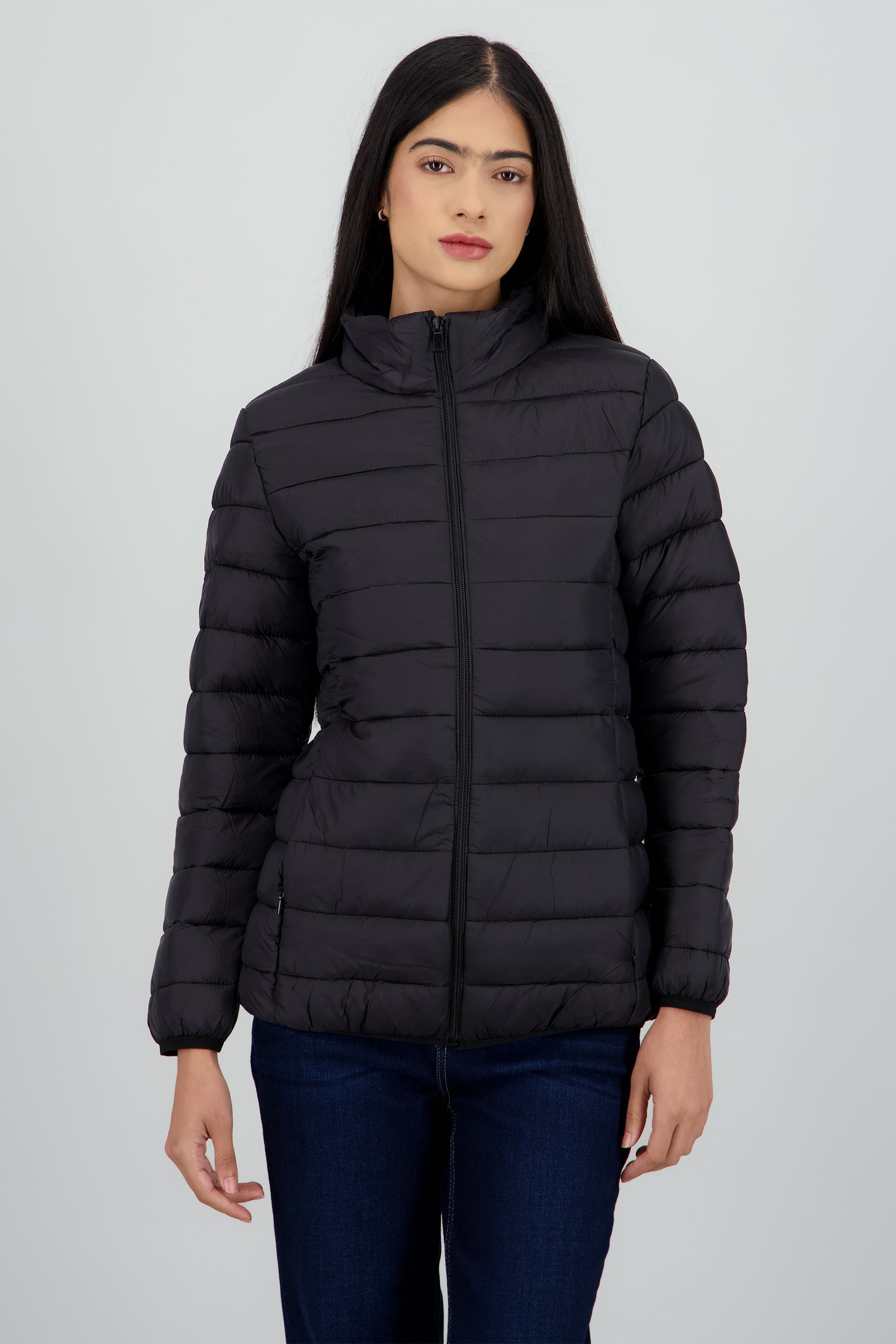 Chamarra capitonada lisa NEGRO