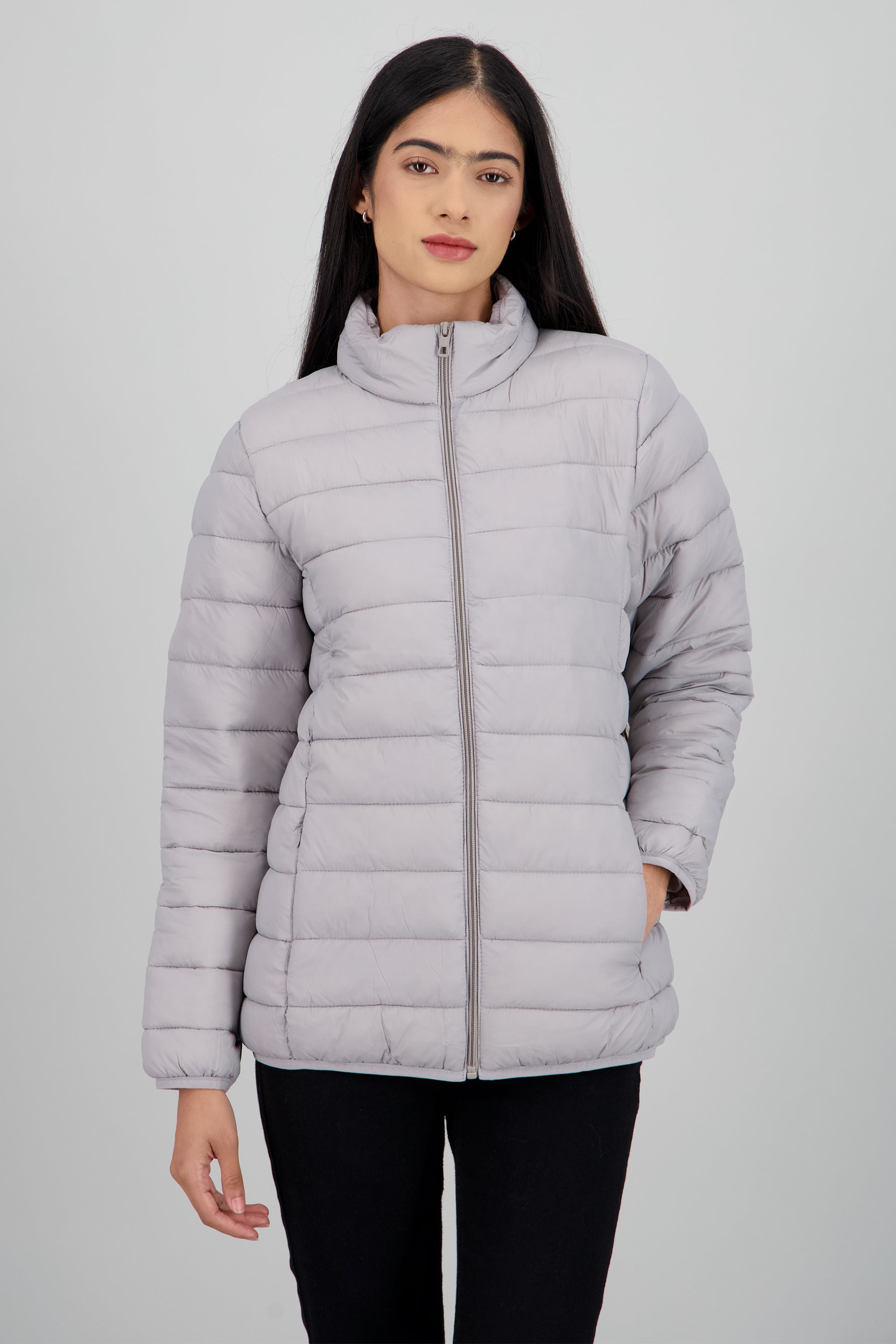 Chamarra capitonada lisa GRIS