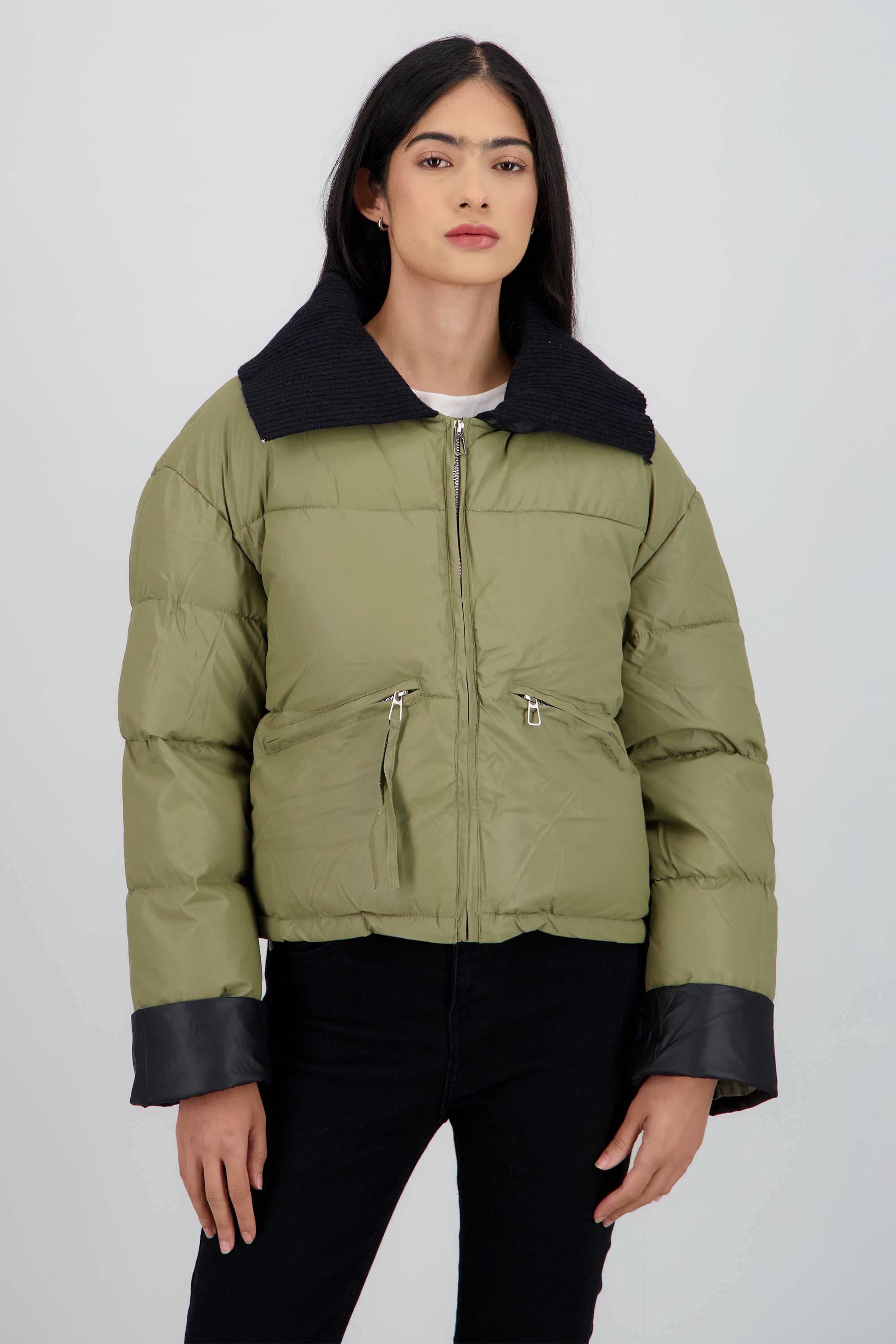 Chamarra aviador puffer KHAKI COMBO