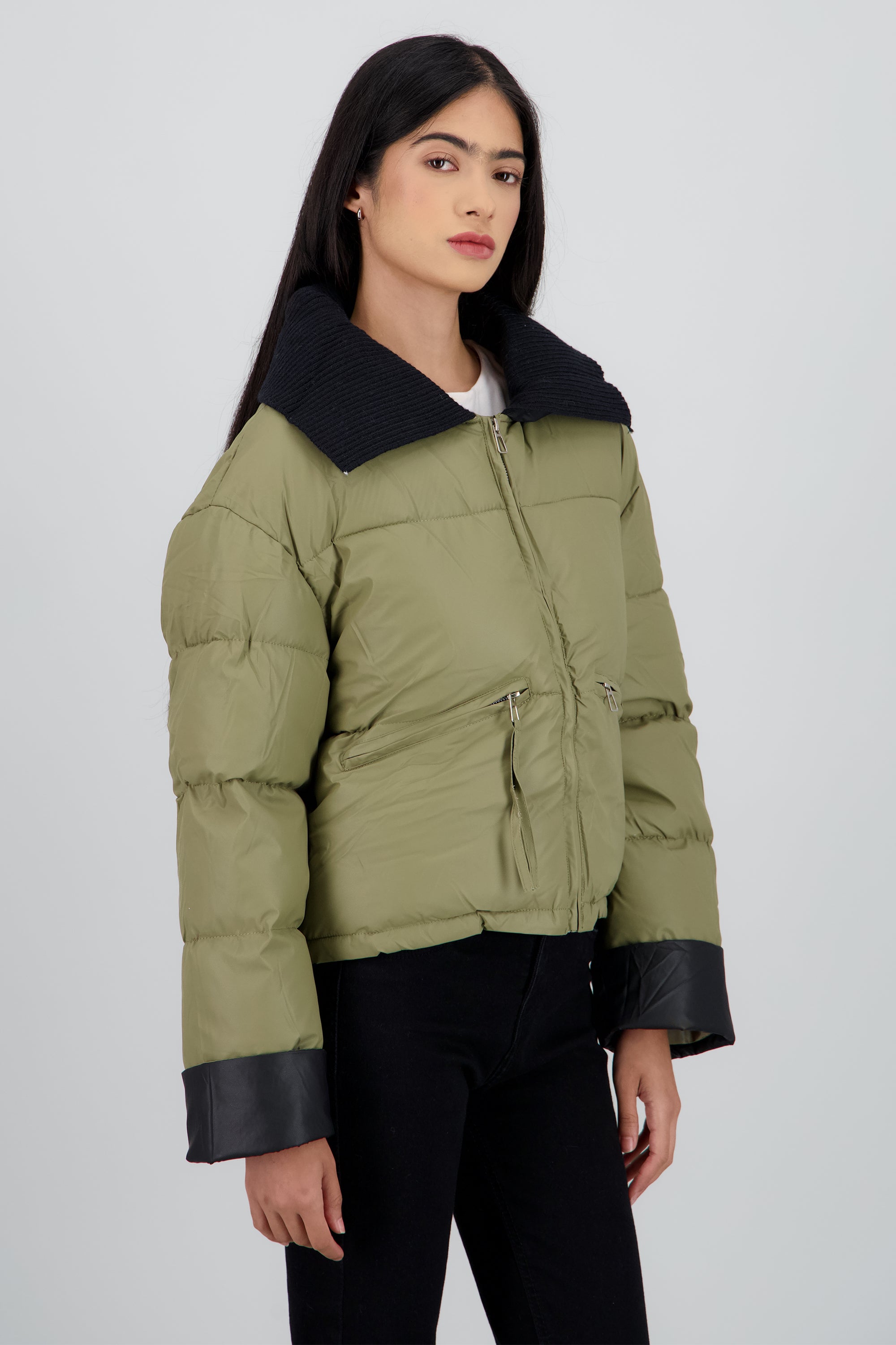 Chamarra aviador puffer KHAKI COMBO