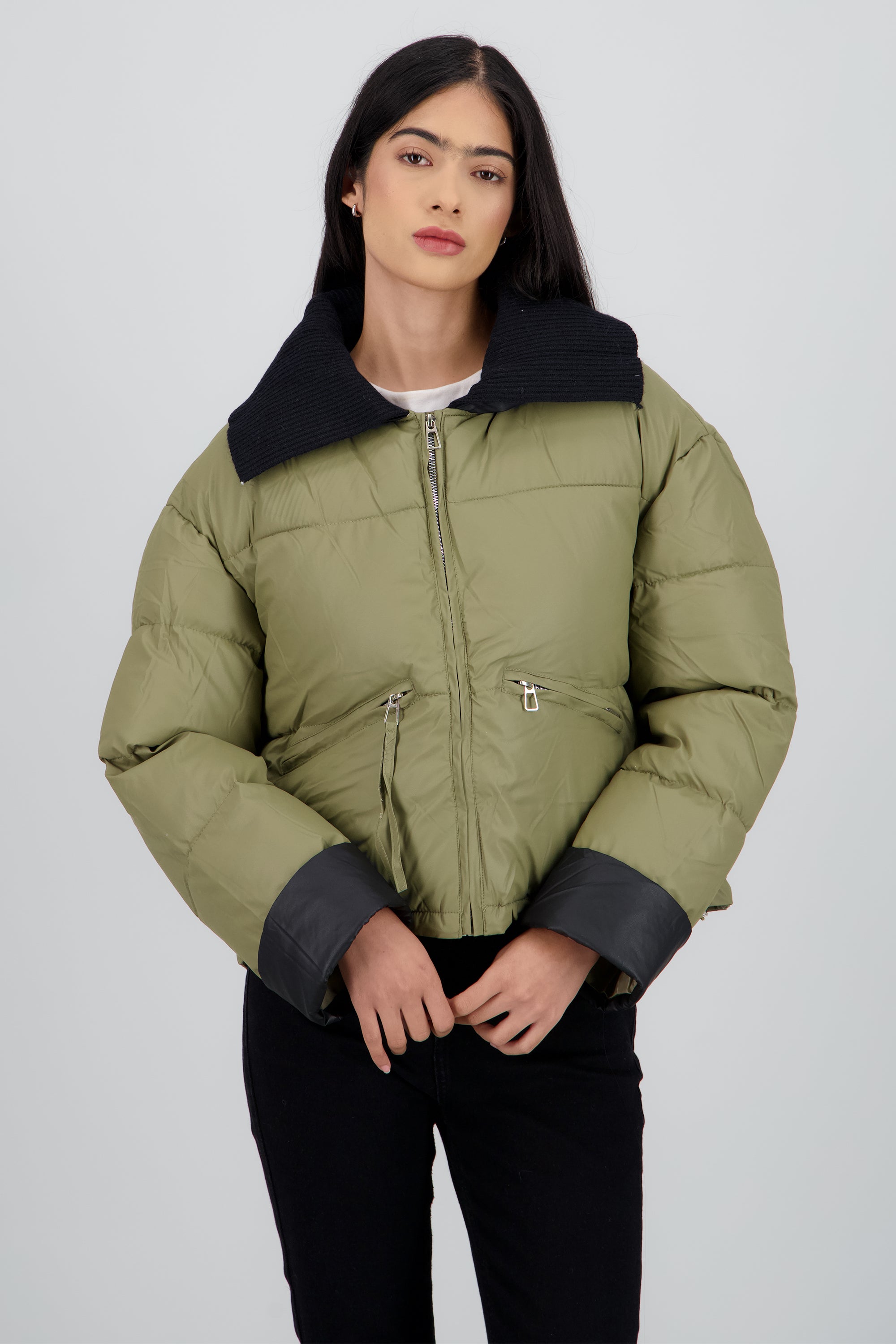 Chamarra aviador puffer KHAKI COMBO