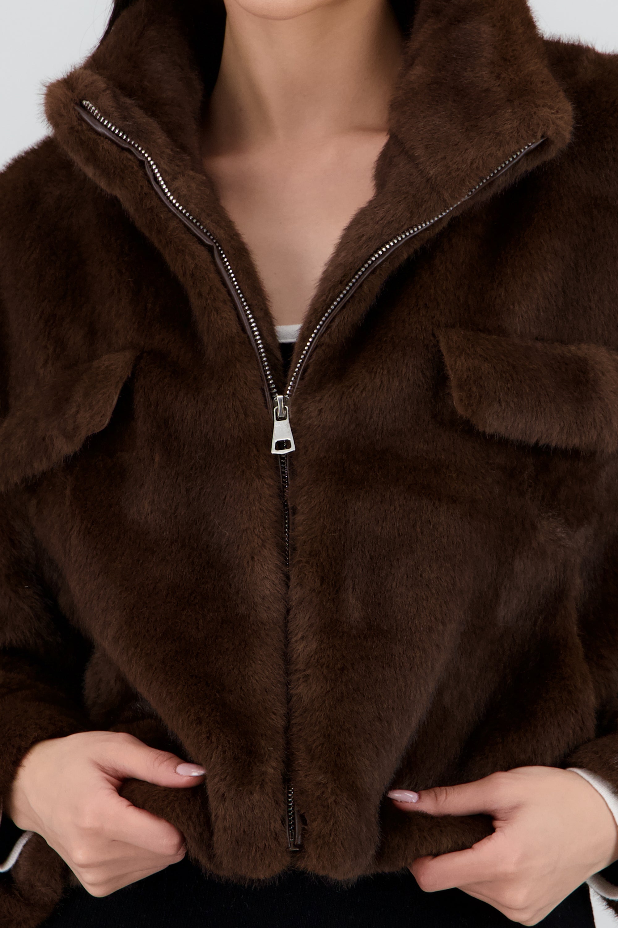 Chamarra efecto pelo CAFE