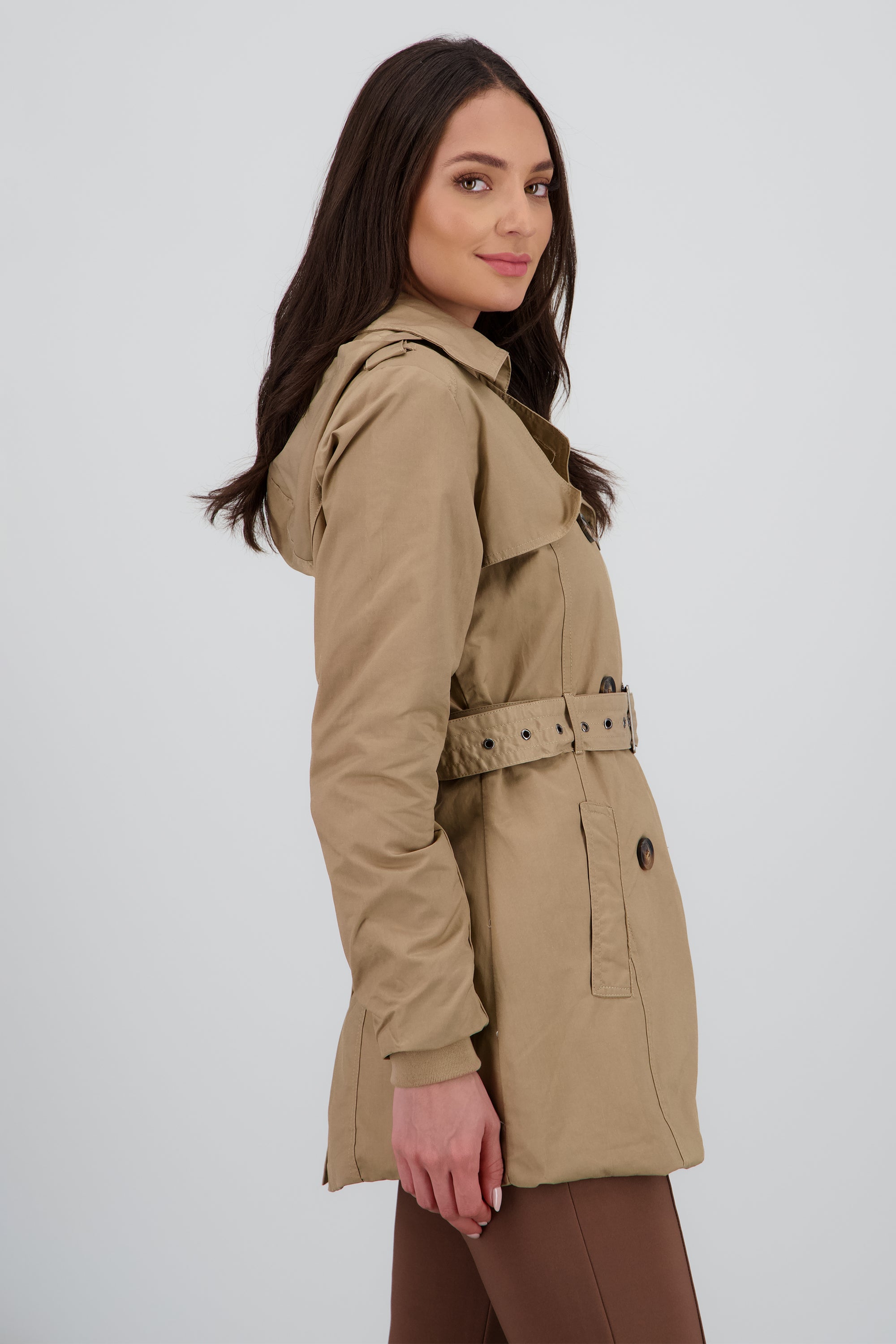Gabardina con gorro KHAKI