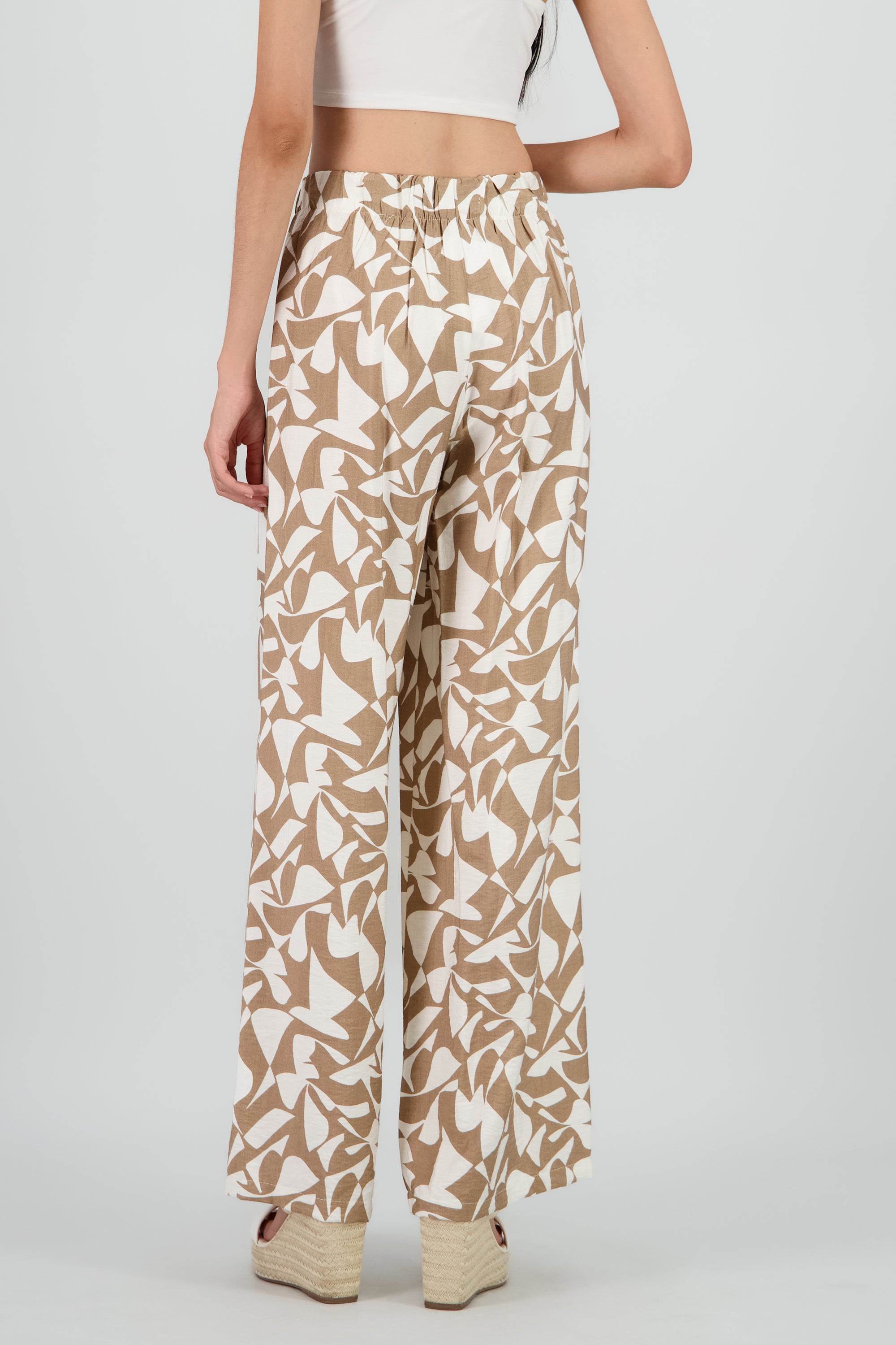 Pantalon wide leg estampado geometrico CAFE COMBO