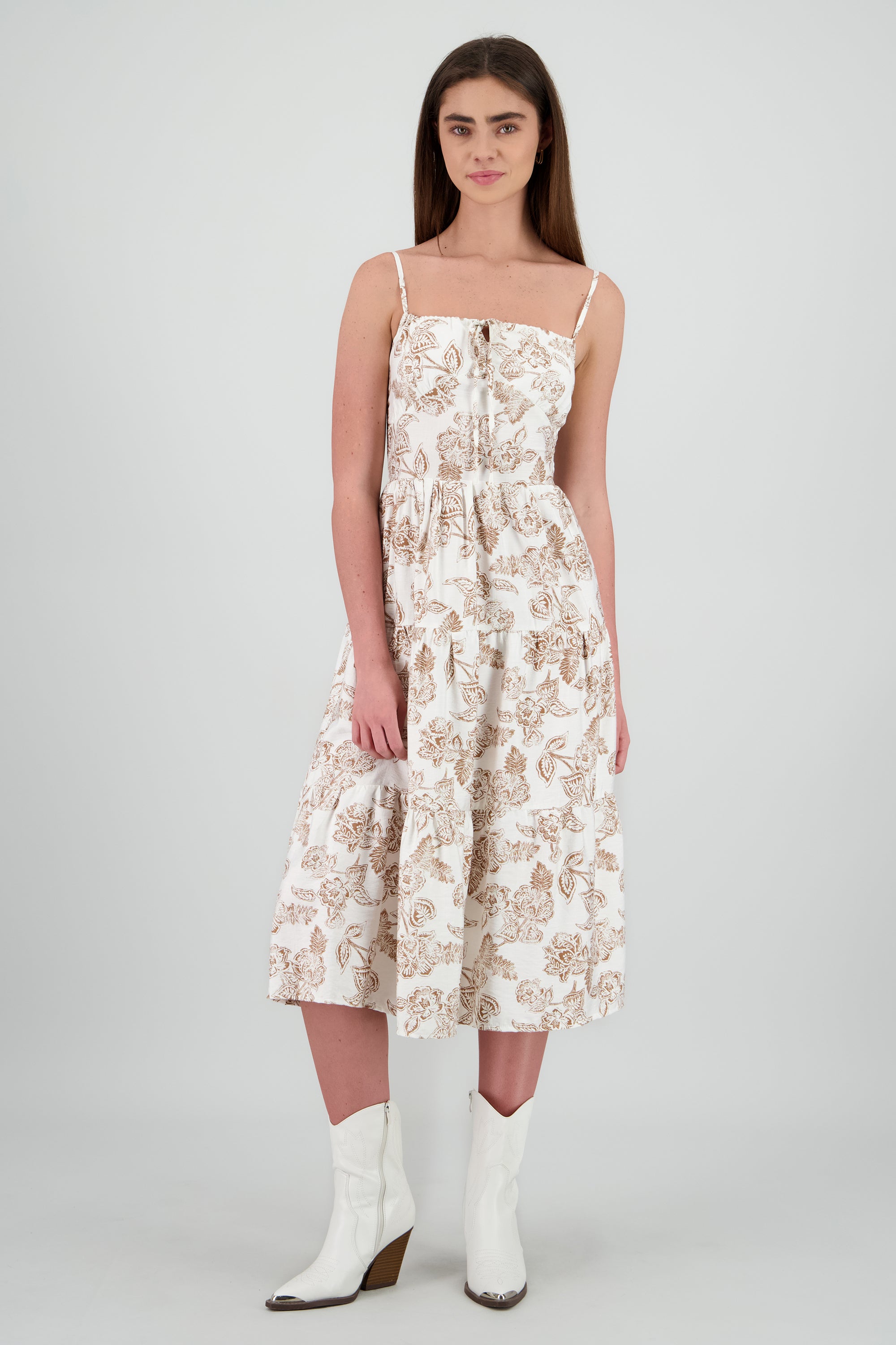 Vestido midi tirantes estampado flores CAFE COMBO