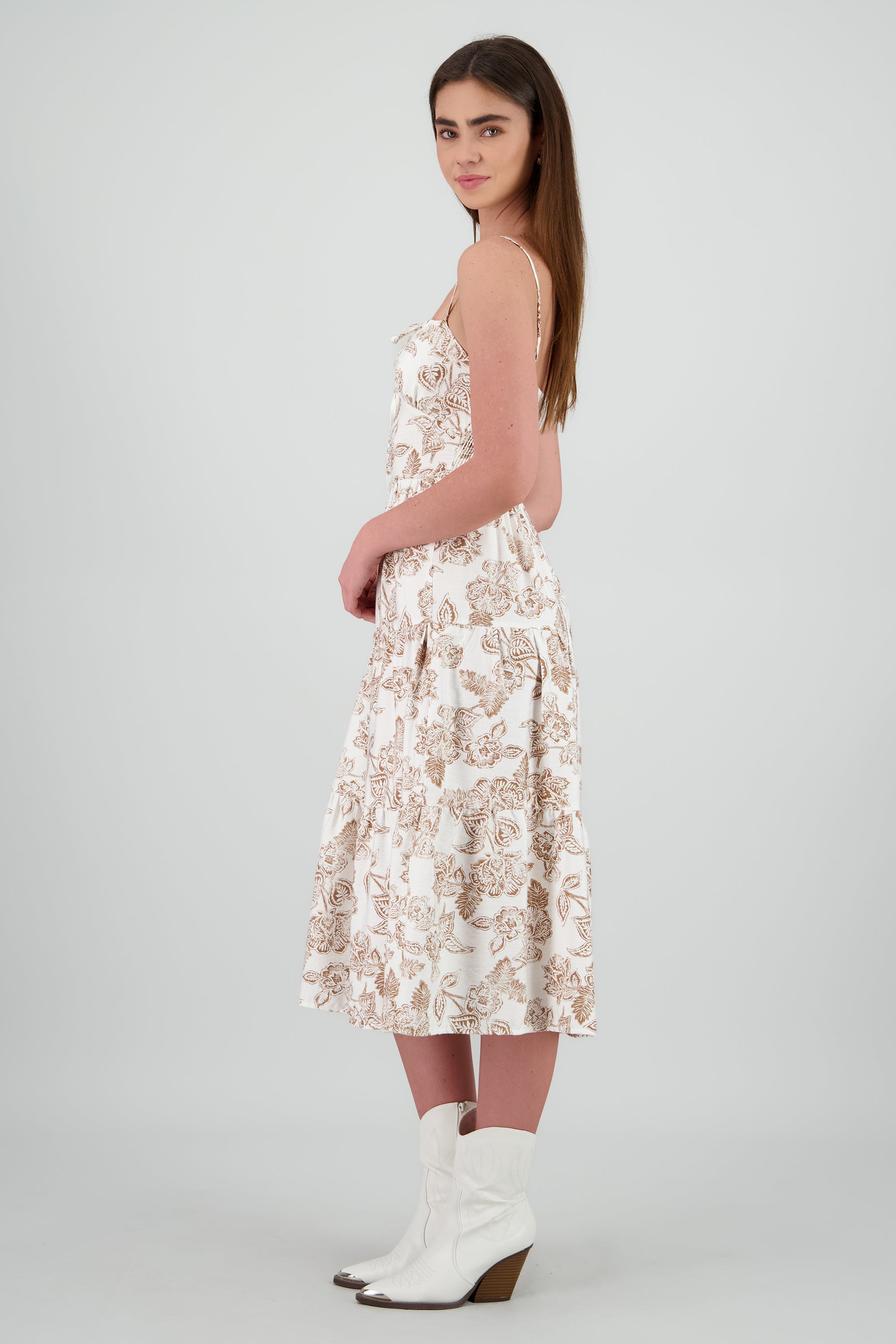 Vestido midi tirantes estampado flores CAFE COMBO