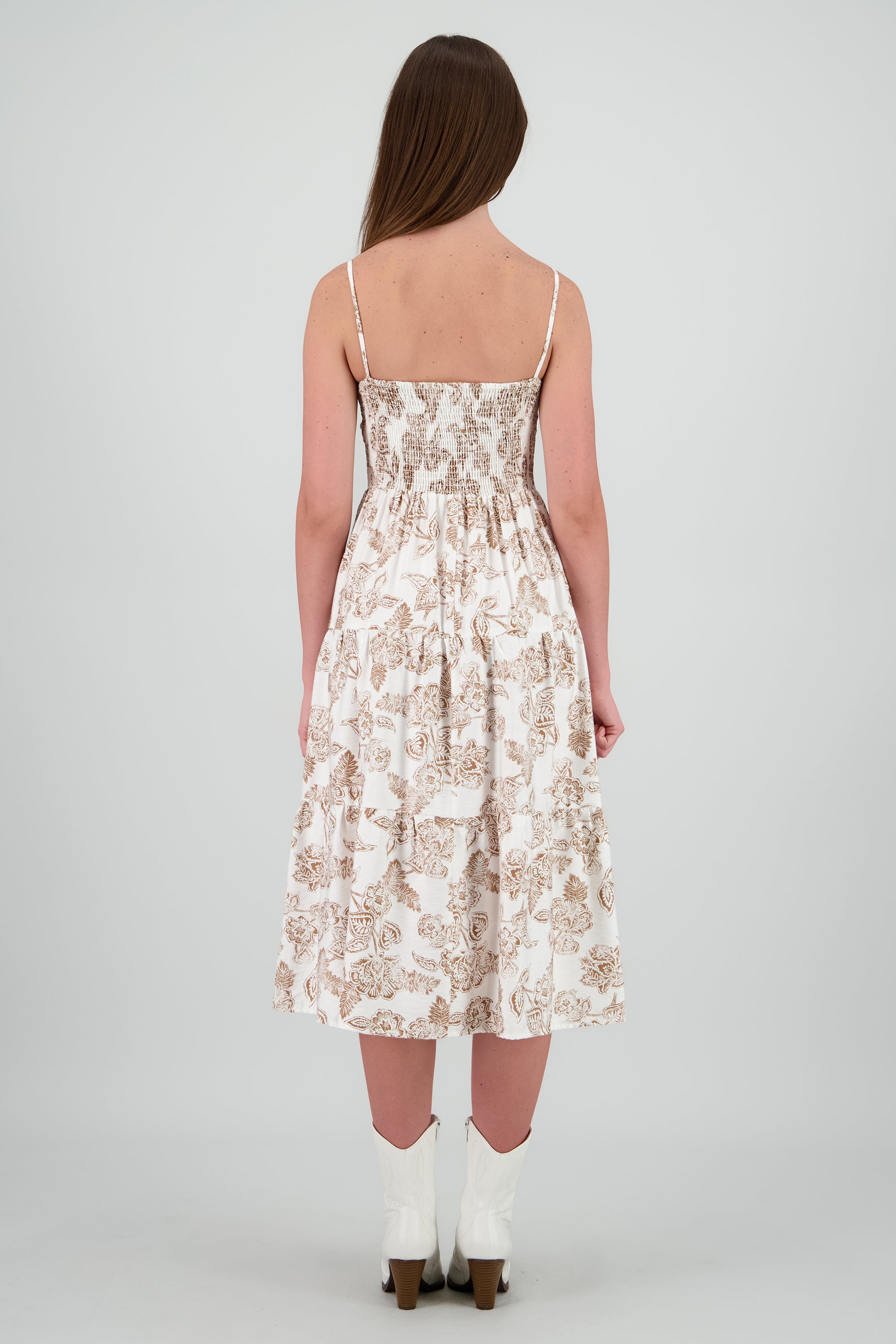 Vestido midi tirantes estampado flores CAFE COMBO